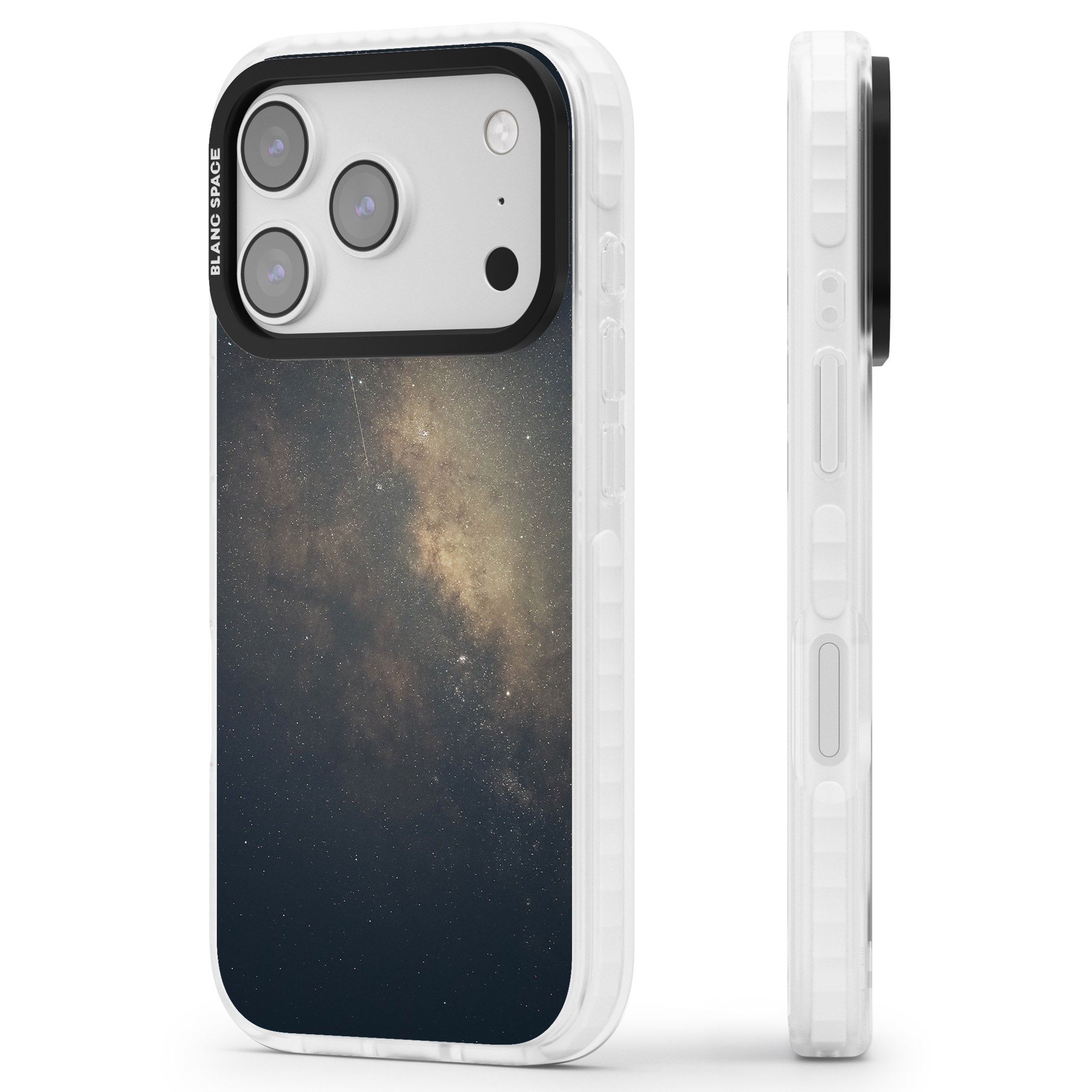 Cosmic Night Sky iPhone 17 Pro Impact Pro Clear Phone Case Side Profile
