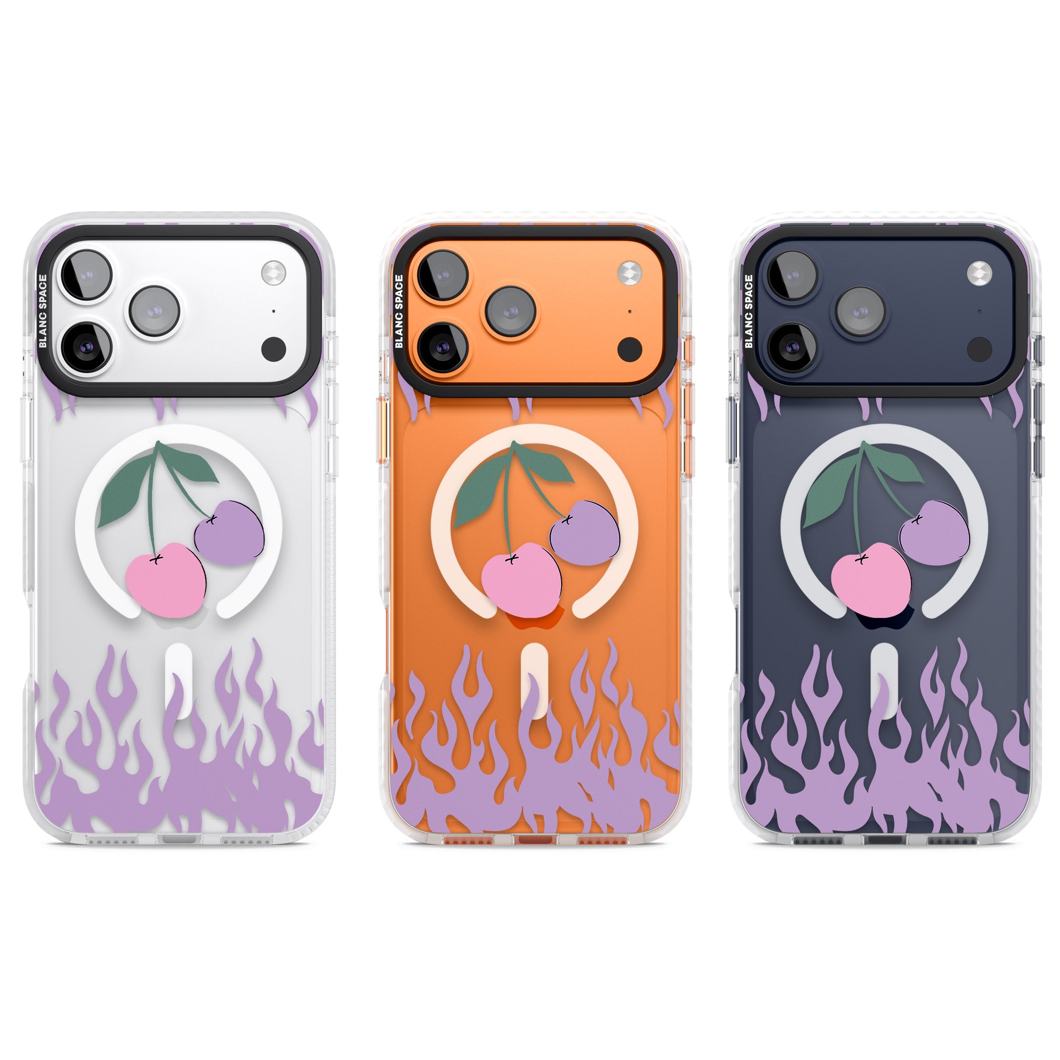 Cherries N' Flames iPhone 17 Pro Impact Pro Clear Phone Case APT Impact Protection