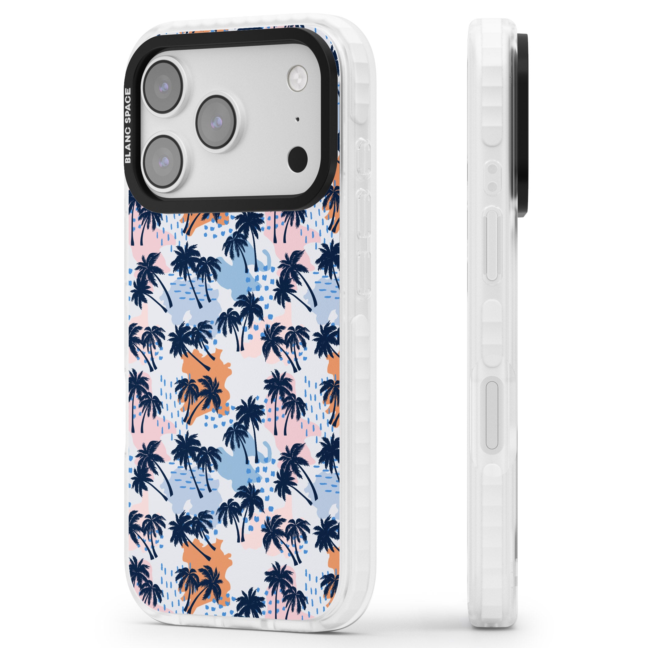 Tropical Vibes Palm iPhone 17 Pro Impact Pro Clear Phone Case Side Profile