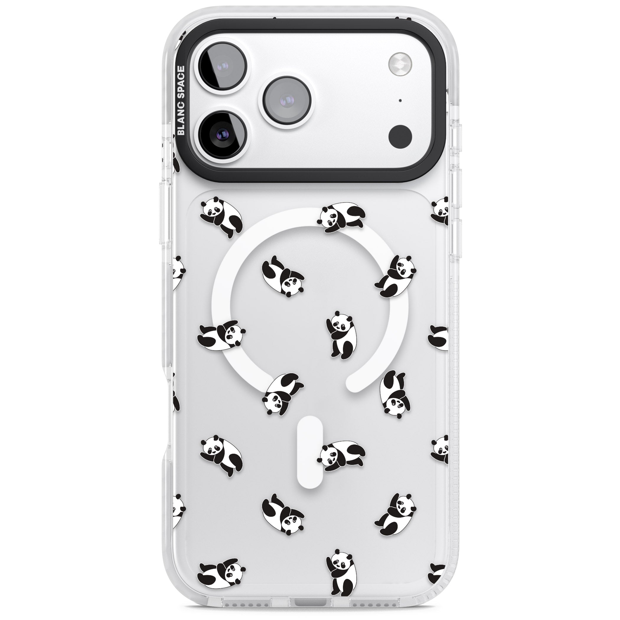 Tiny Panda Pattern iPhone 17 Pro Impact Pro Clear Phone Case