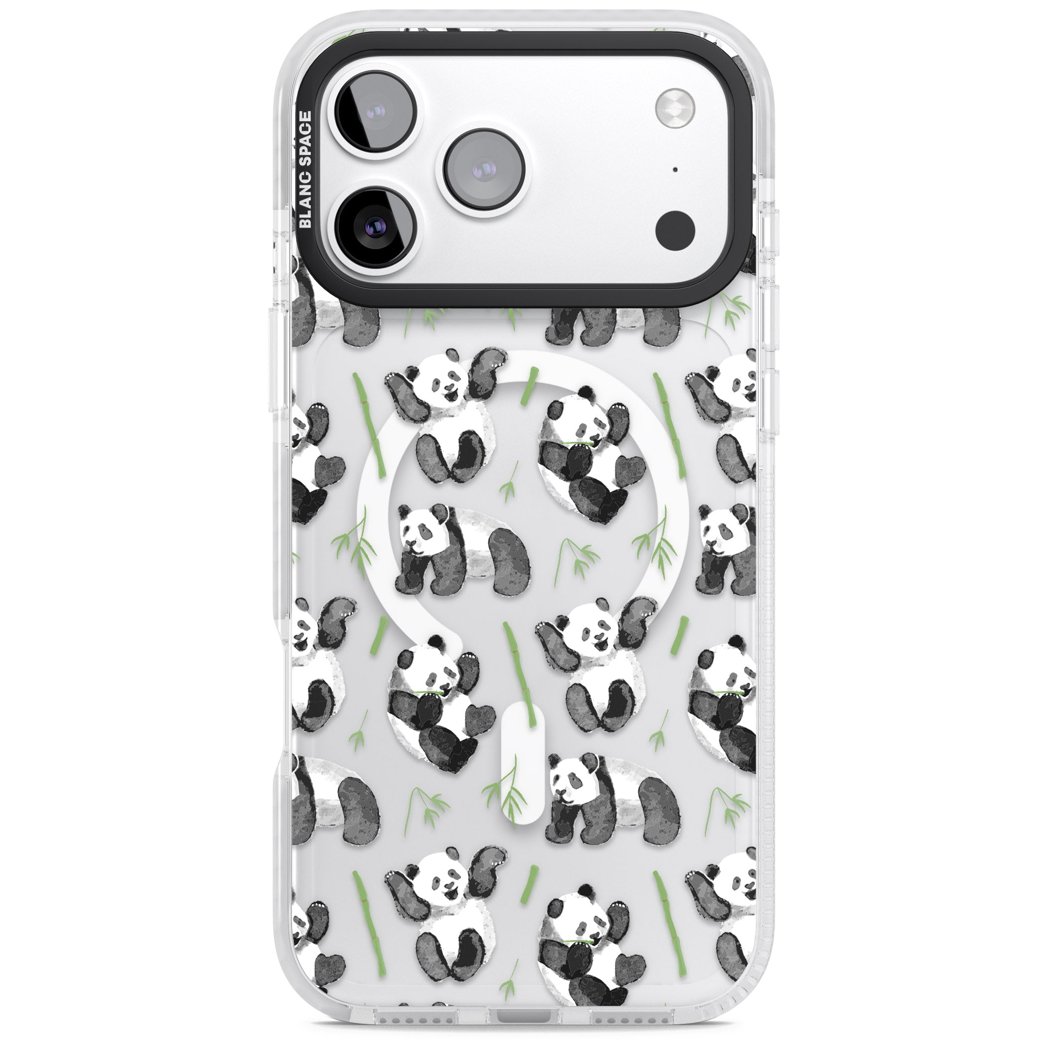 Watercolour Panda Pattern iPhone 17 Pro Impact Pro Clear Phone Case
