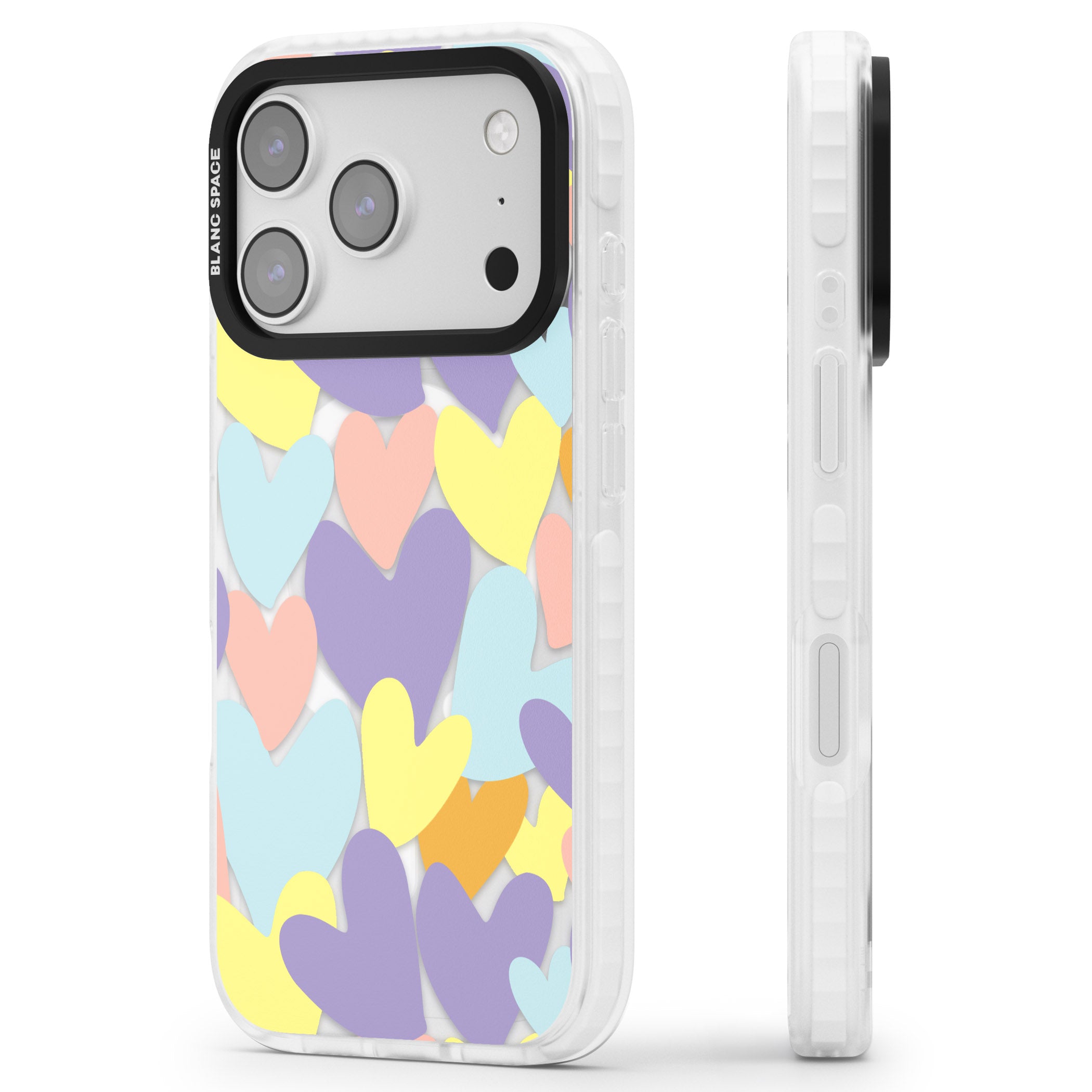 Pastel Hearts iPhone 17 Pro Impact Pro Clear Phone Case Side Profile