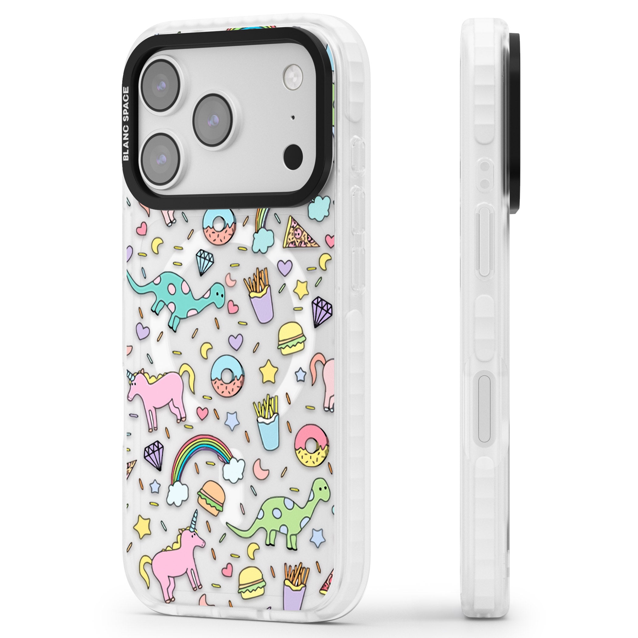 Cute Pattern iPhone 17 Pro Impact Pro Clear Phone Case Side Profile