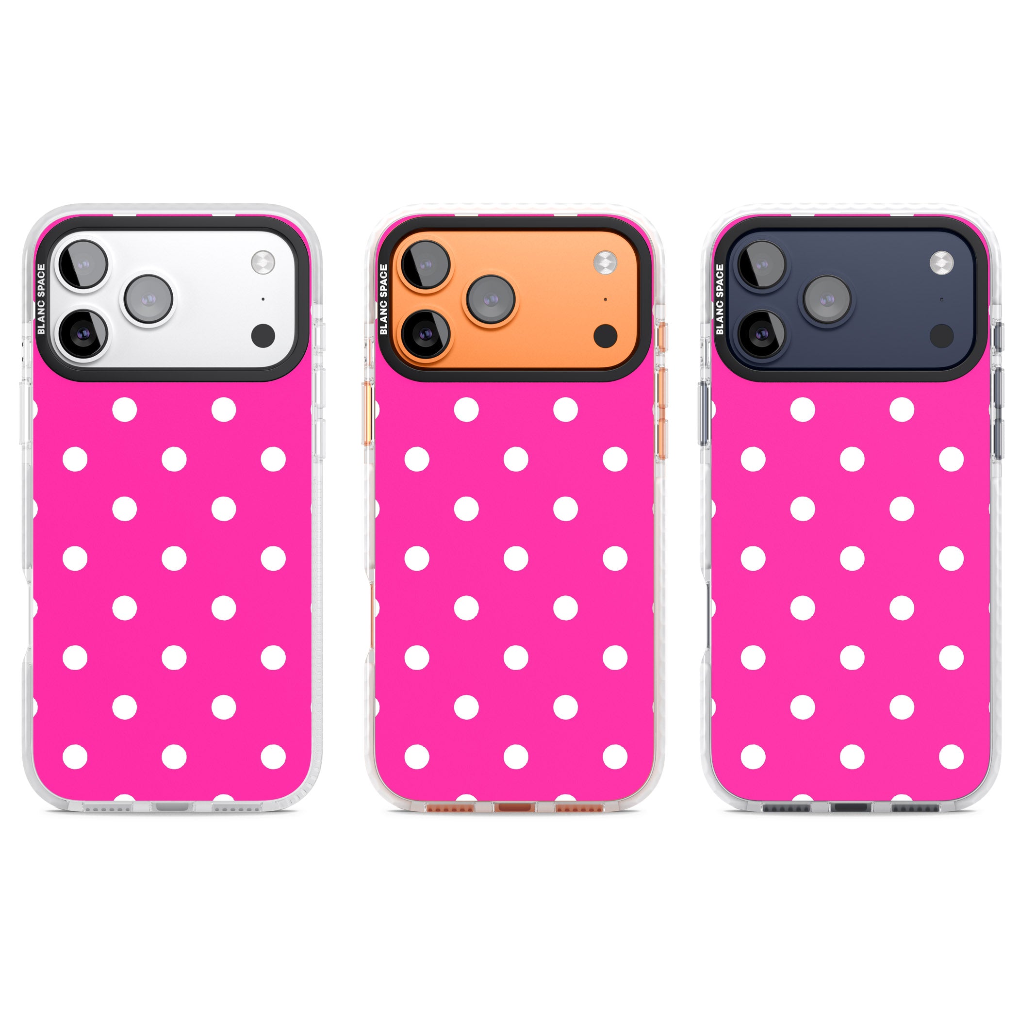 Pink Polka Dot iPhone 17 Pro Impact Pro Clear Phone Case APT Impact Protection