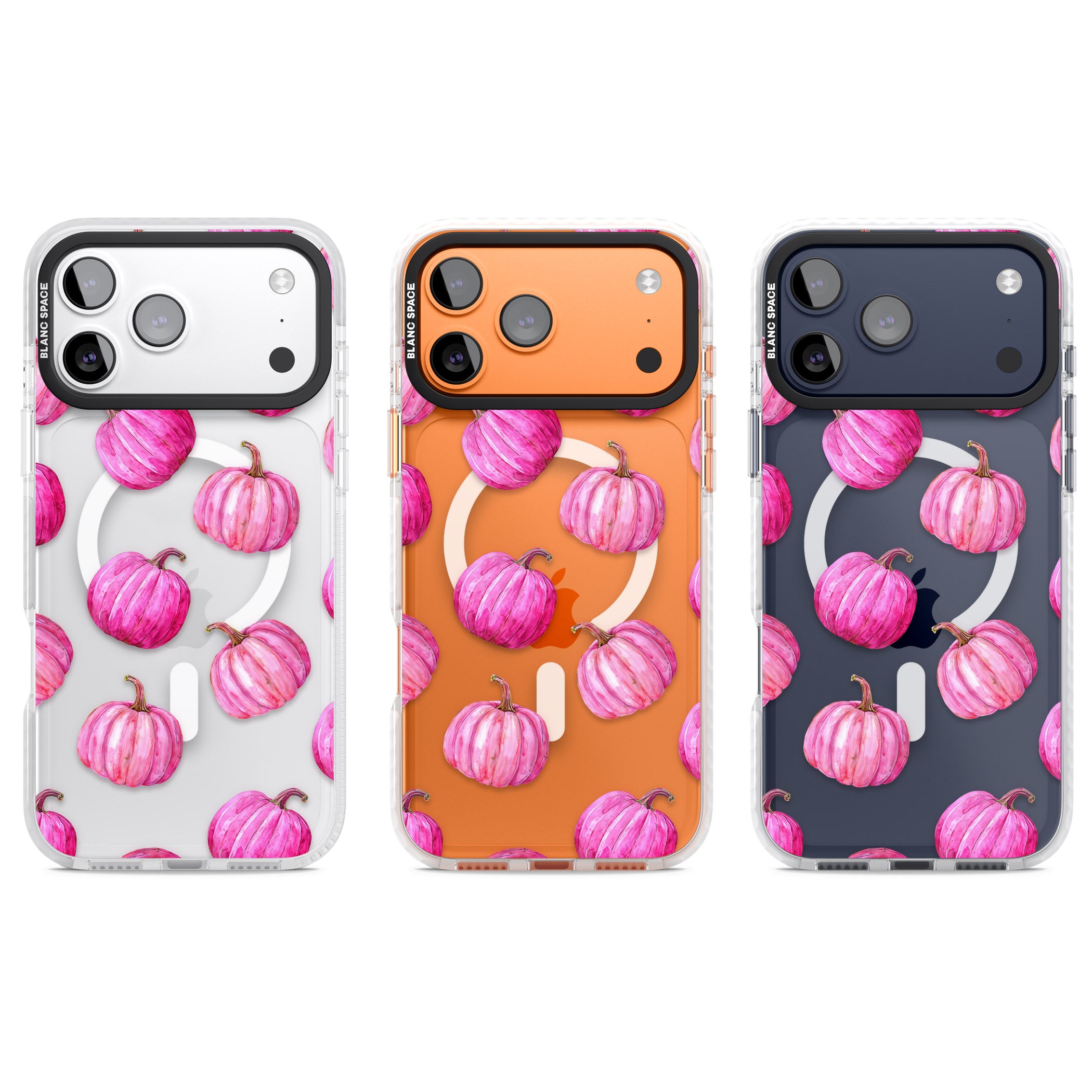 Pink Pumpkins iPhone 17 Pro Impact Pro Clear Phone Case APT Impact Protection