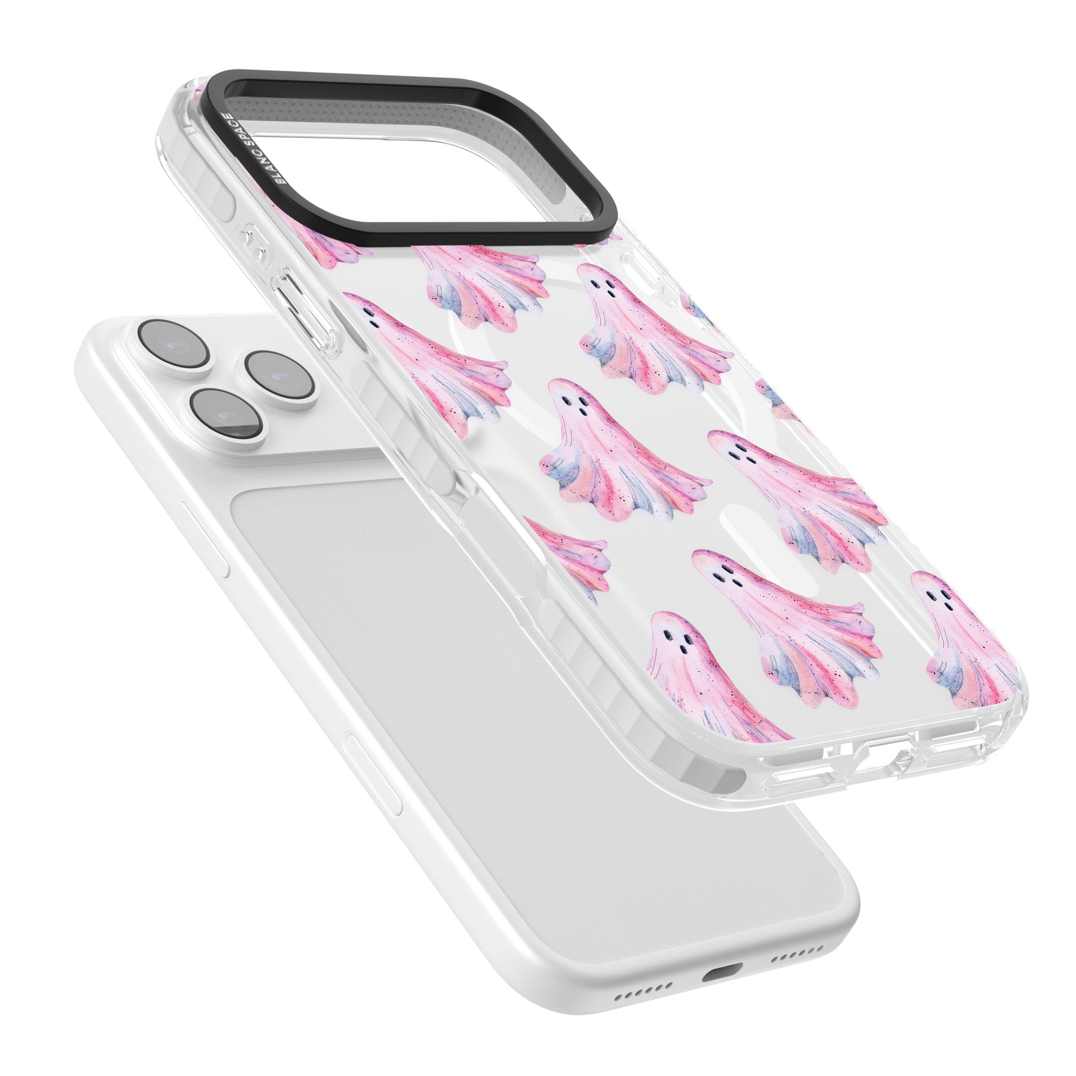 Pink Ghosts iPhone 17 Pro Impact Pro Clear Phone Case Colours
