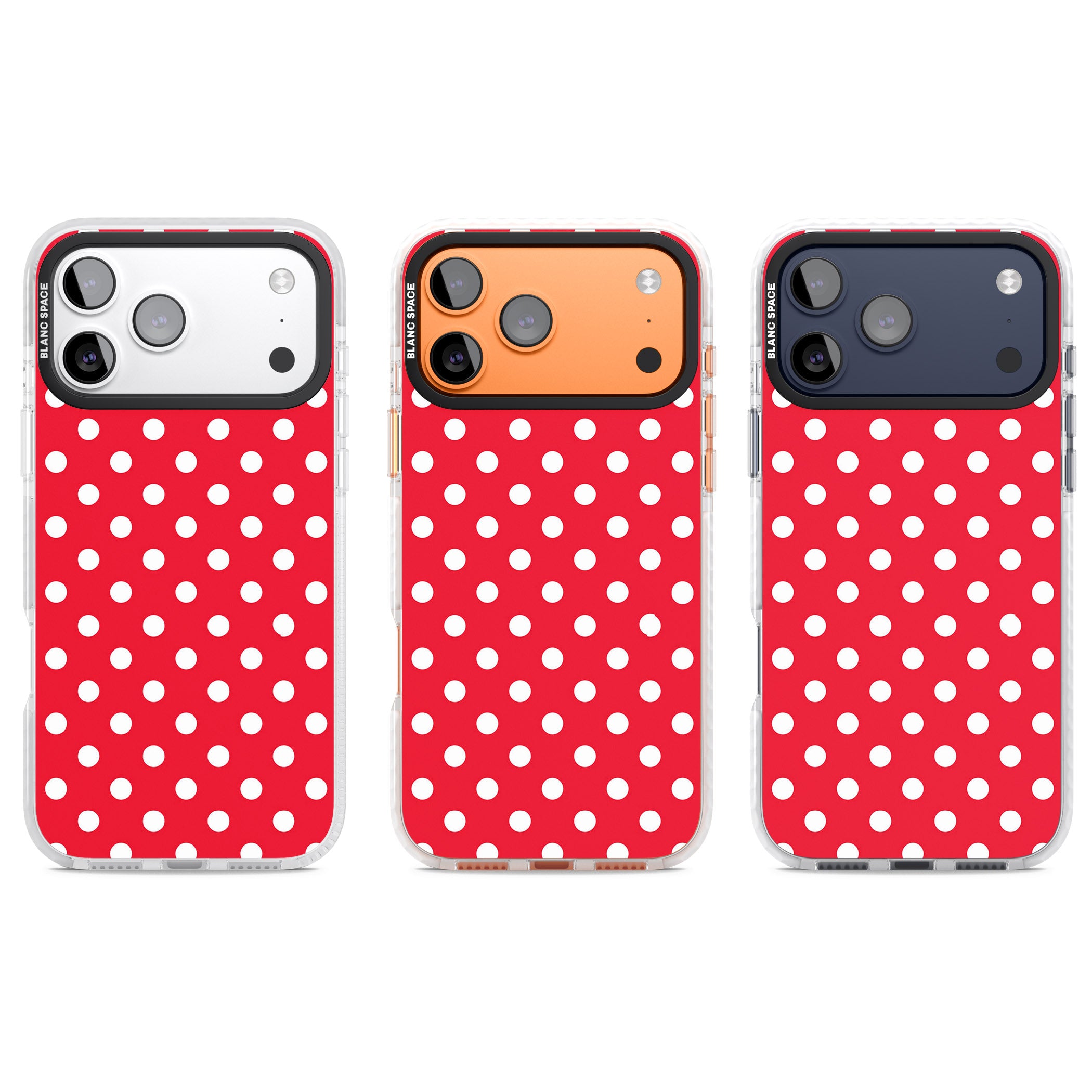 Designer Lava Red Polka Dot iPhone 17 Pro Impact Pro Clear Phone Case APT Impact Protection