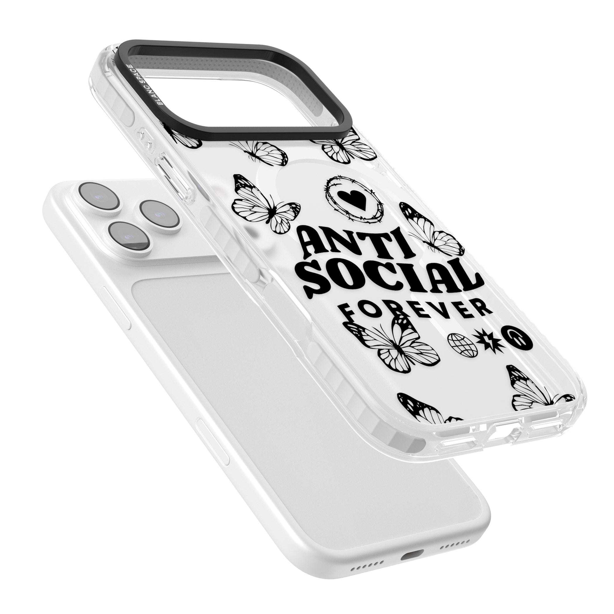 Anti Social Forever iPhone 17 Pro Impact Pro Clear Phone Case Colours