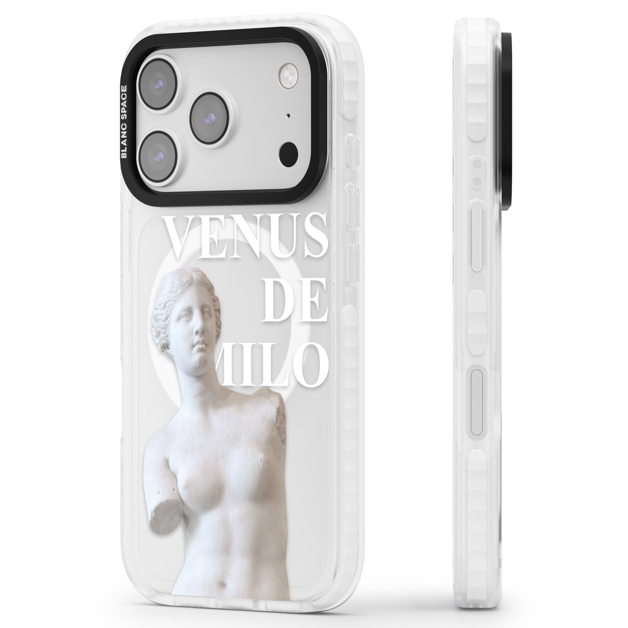 Venus De Milo Cutout iPhone 17 Pro Impact Pro Clear Phone Case Side Profile