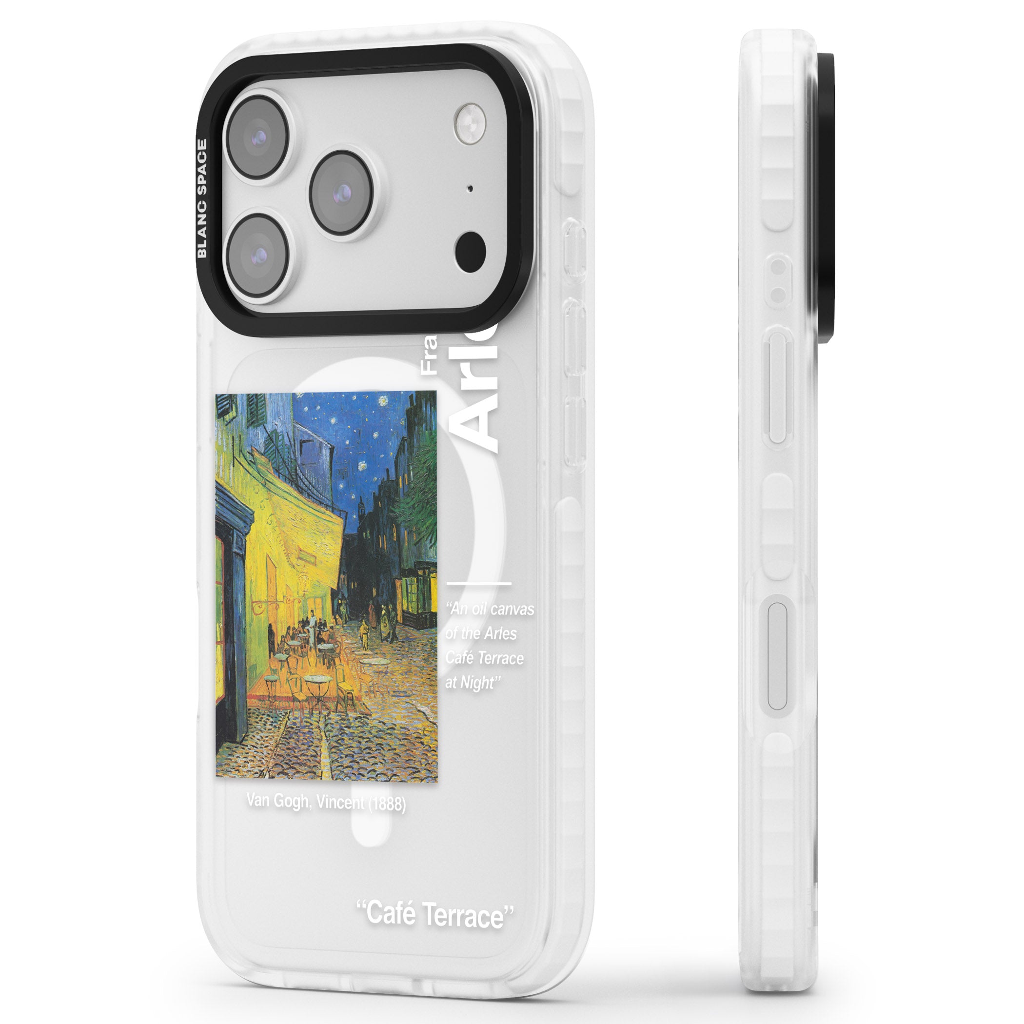 Cafe Terrace At Night iPhone 17 Pro Impact Pro Clear Phone Case Side Profile
