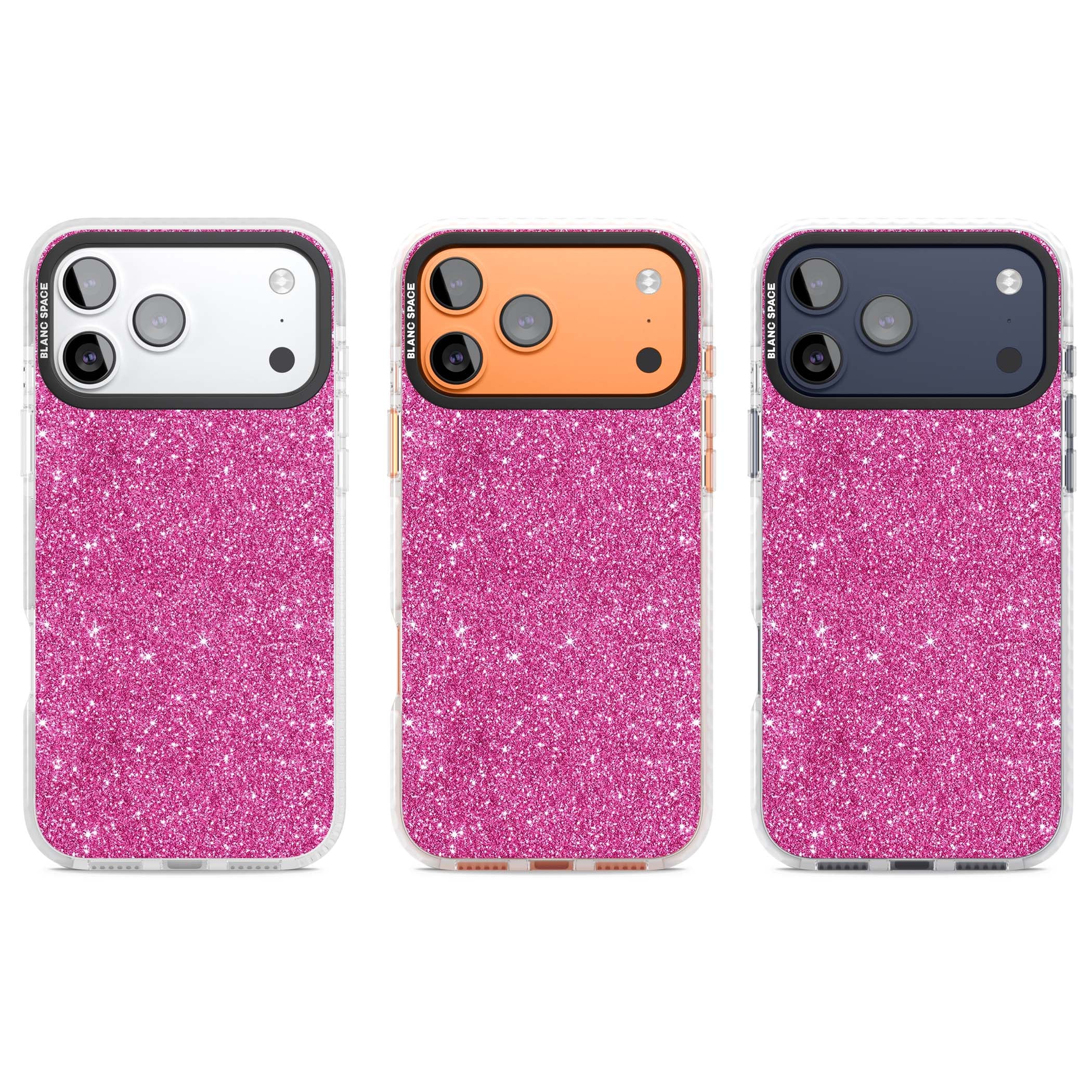 Pink Glitter Y2K iPhone case featuring hot pink glitter wallpaper with sparkle shimmer effect | Impact Magsafe case for iPhone 17 Pro, iPhone 17 Pro Max