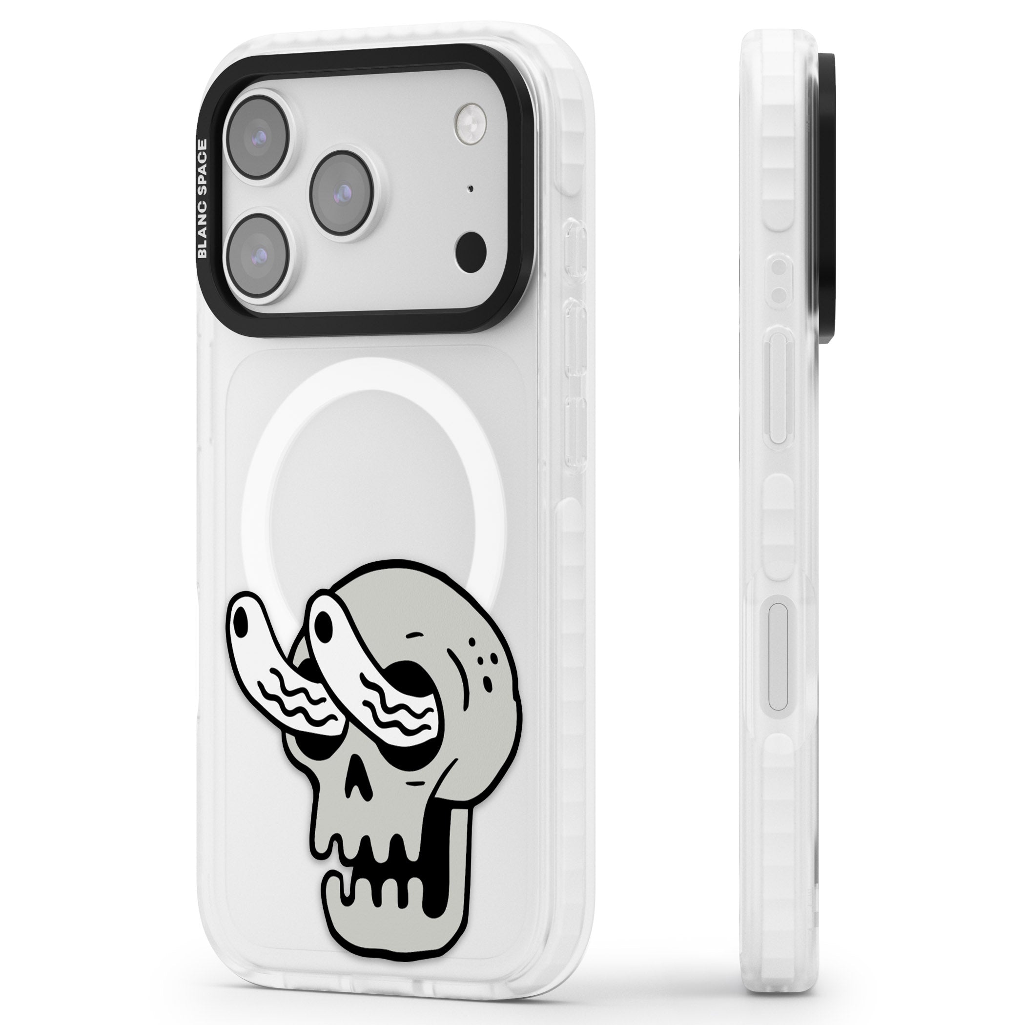 Skull Eyes iPhone 17 Pro Impact Pro Clear Phone Case Side Profile