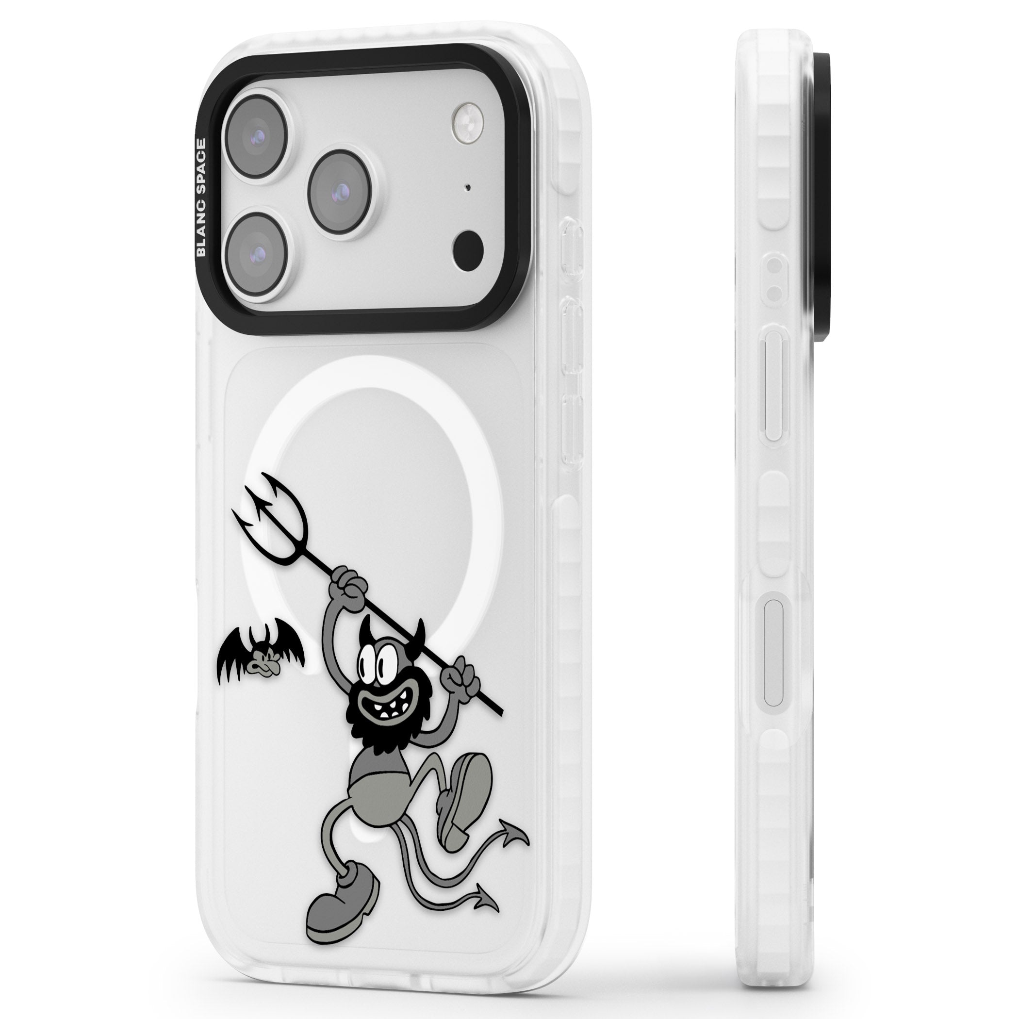 Dancing Devil iPhone 17 Pro Impact Pro Clear Phone Case Side Profile