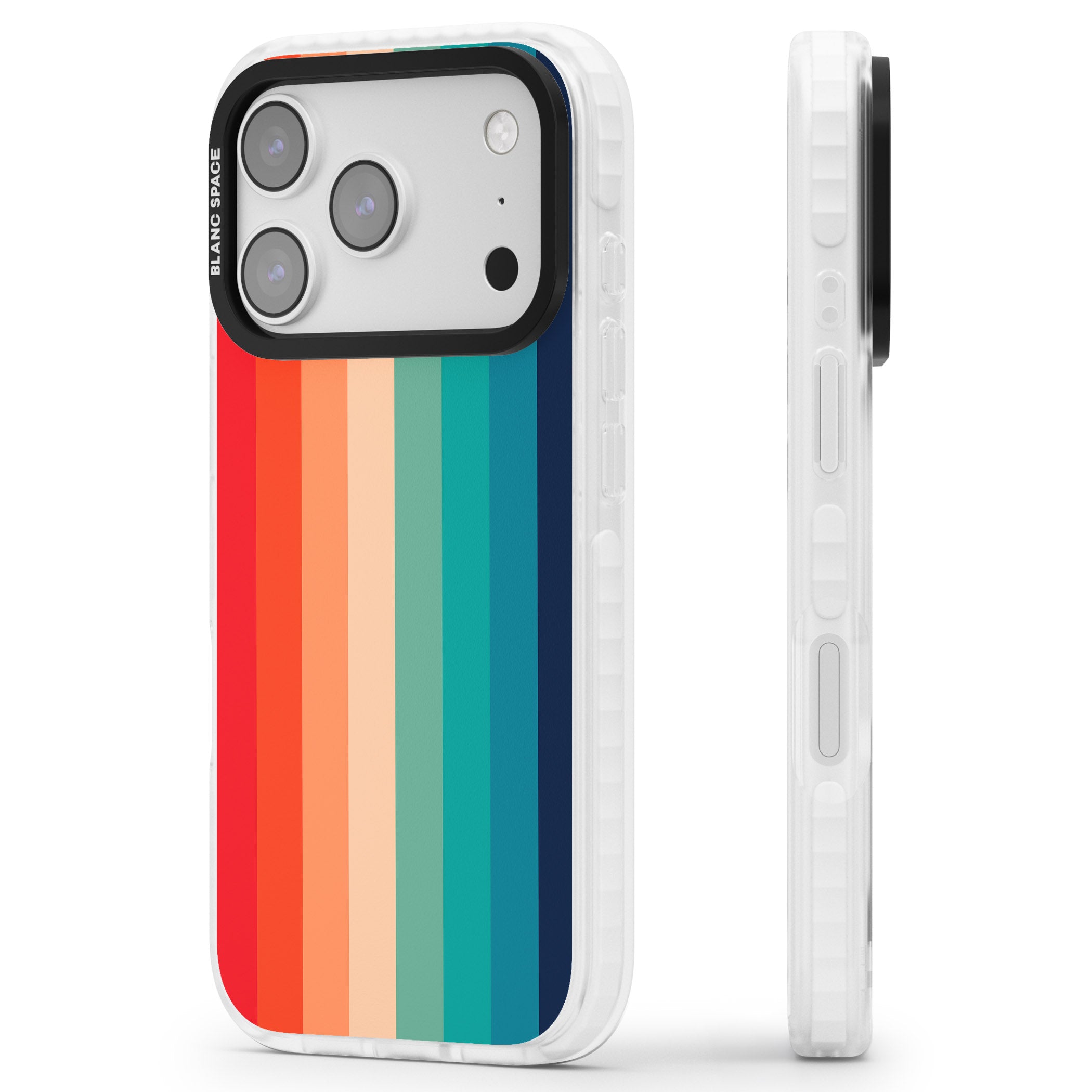 Retro 70'S Colour Palette iPhone 17 Pro Impact Pro Clear Phone Case Side Profile