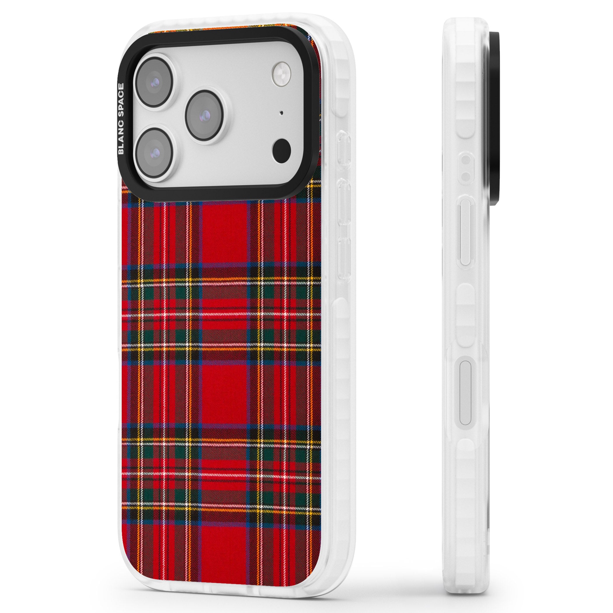 Royal Stewart Tartan iPhone 17 Pro Impact Pro Clear Phone Case Side Profile