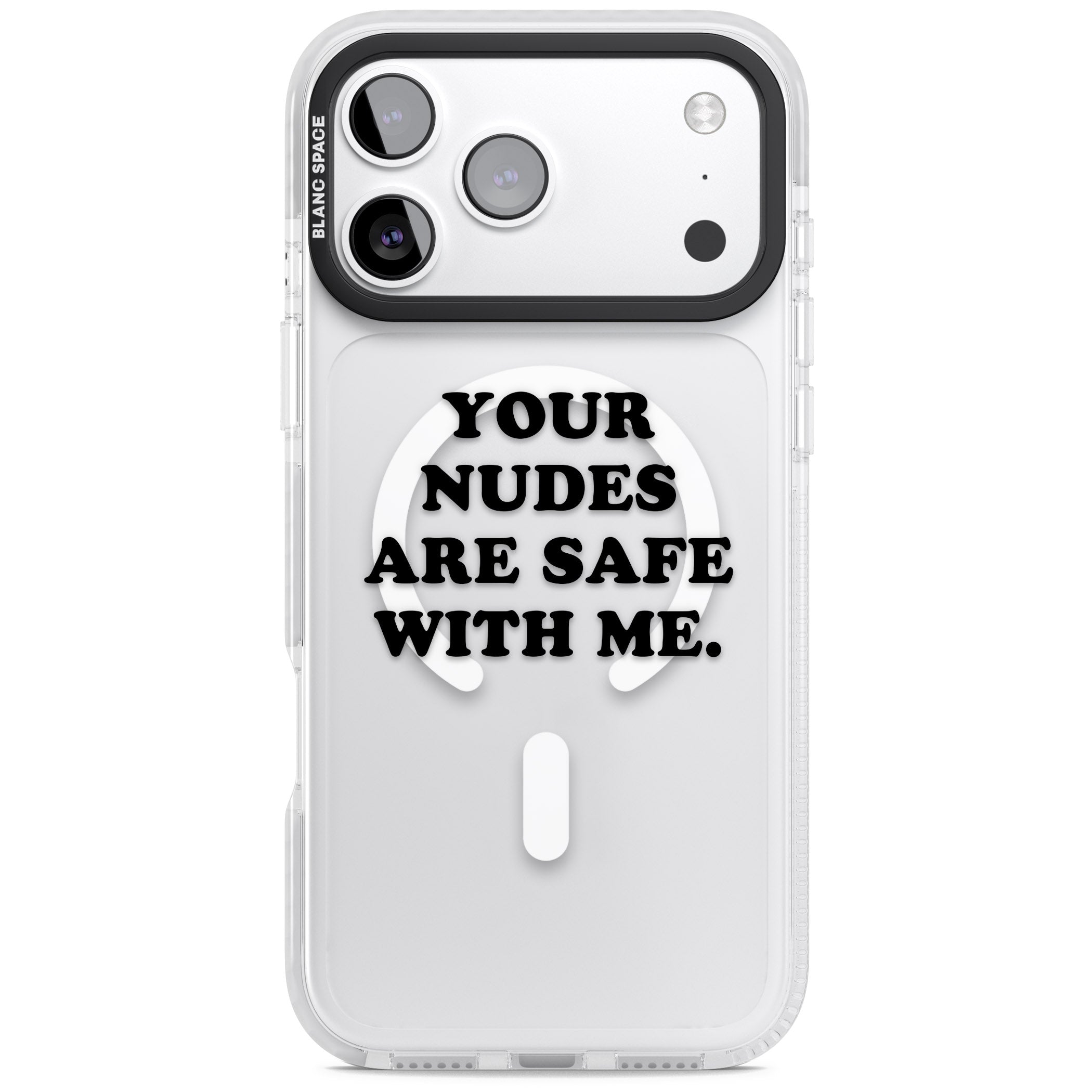 Your Nudes Are Safe Black iPhone 17 Pro Impact Pro Clear Phone Case