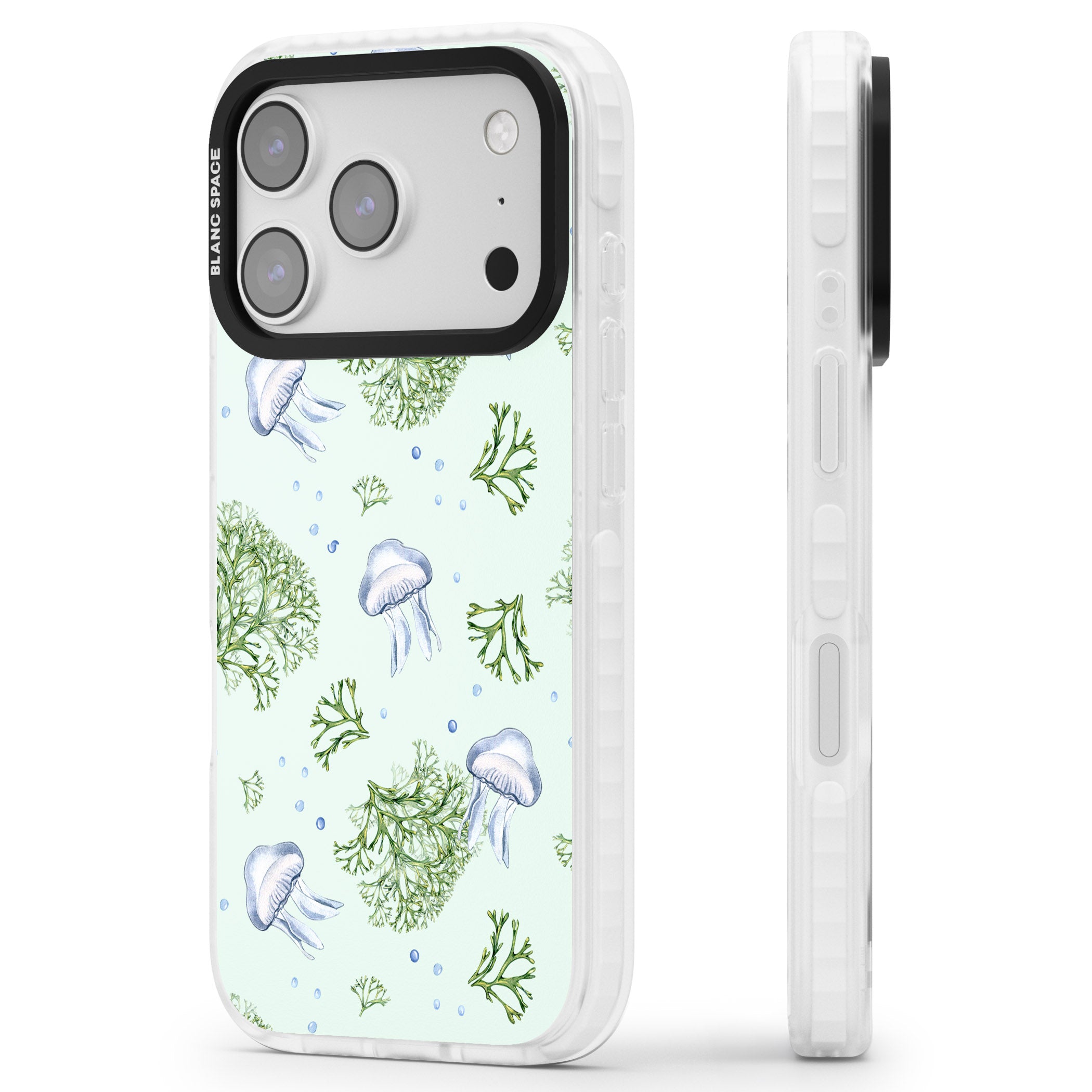 Jellyfish & Seaweed iPhone 17 Pro Impact Pro Clear Phone Case Side Profile