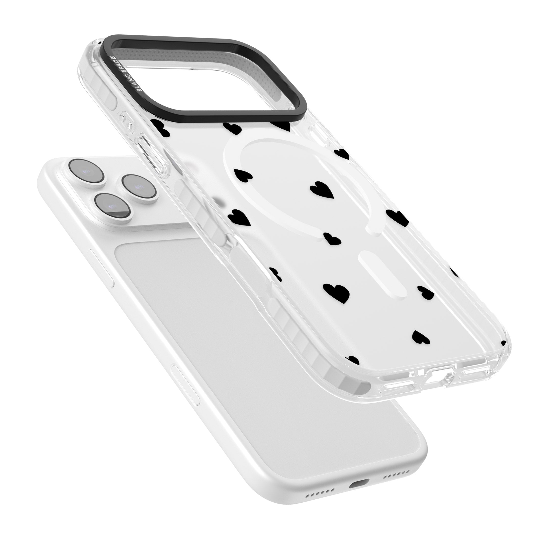 Black Hearts iPhone 17 Pro Impact Pro Clear Phone Case Colours