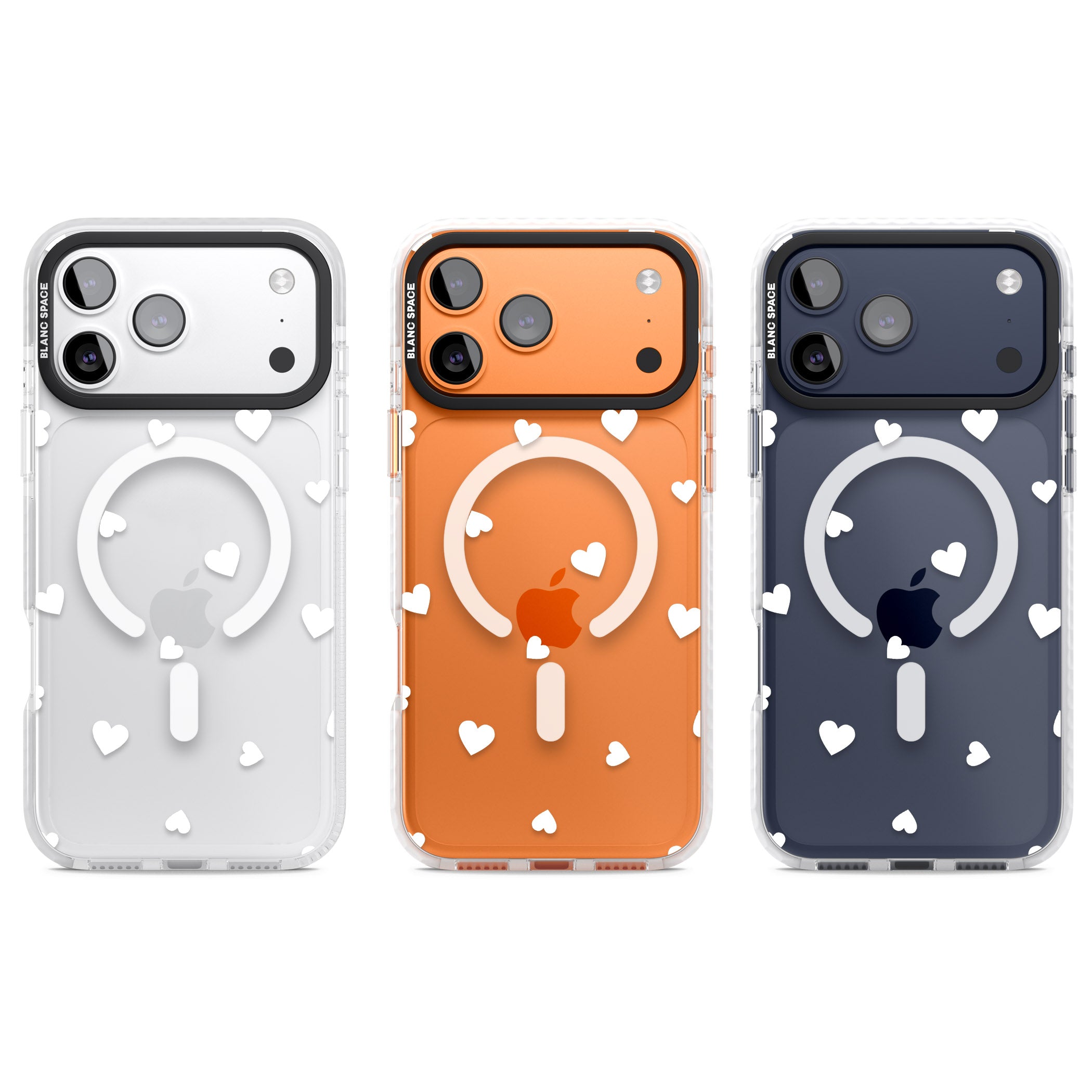 White Hearts iPhone 17 Pro Impact Pro Clear Phone Case APT Impact Protection