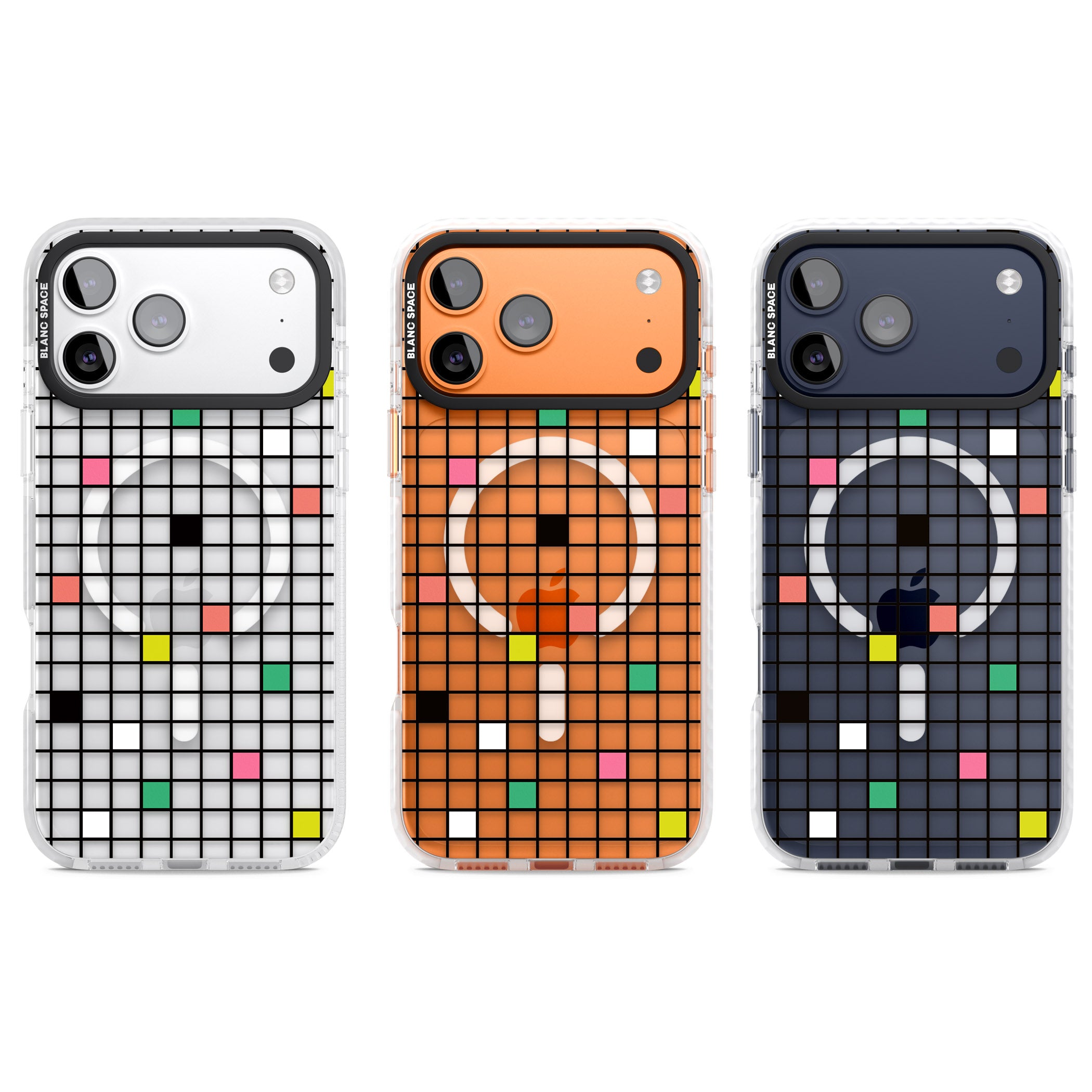 Vibrant Clear Geometric Grid iPhone 17 Pro Impact Pro Clear Phone Case APT Impact Protection