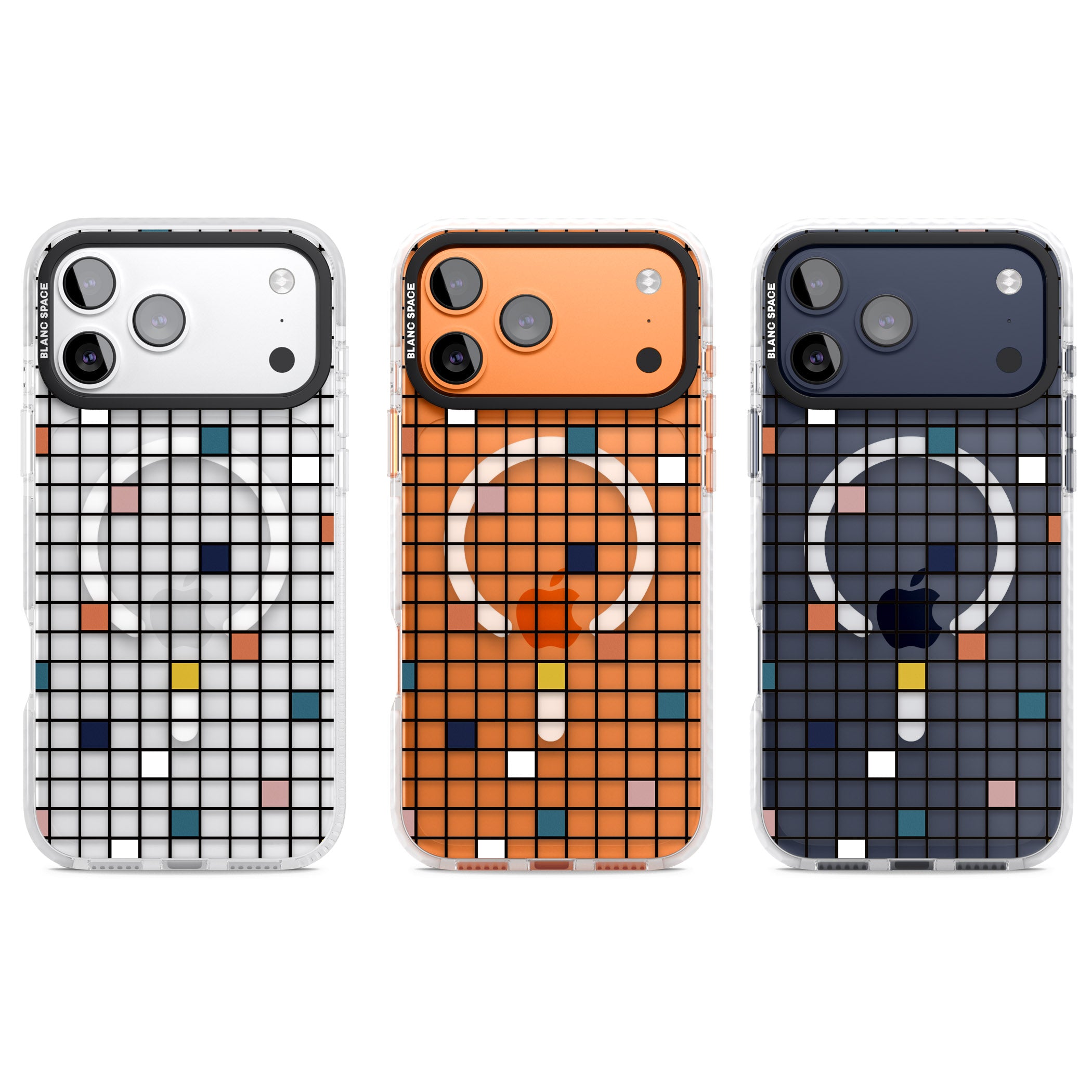 Earthtone Clear Geometric Grid iPhone 17 Pro Impact Pro Clear Phone Case APT Impact Protection