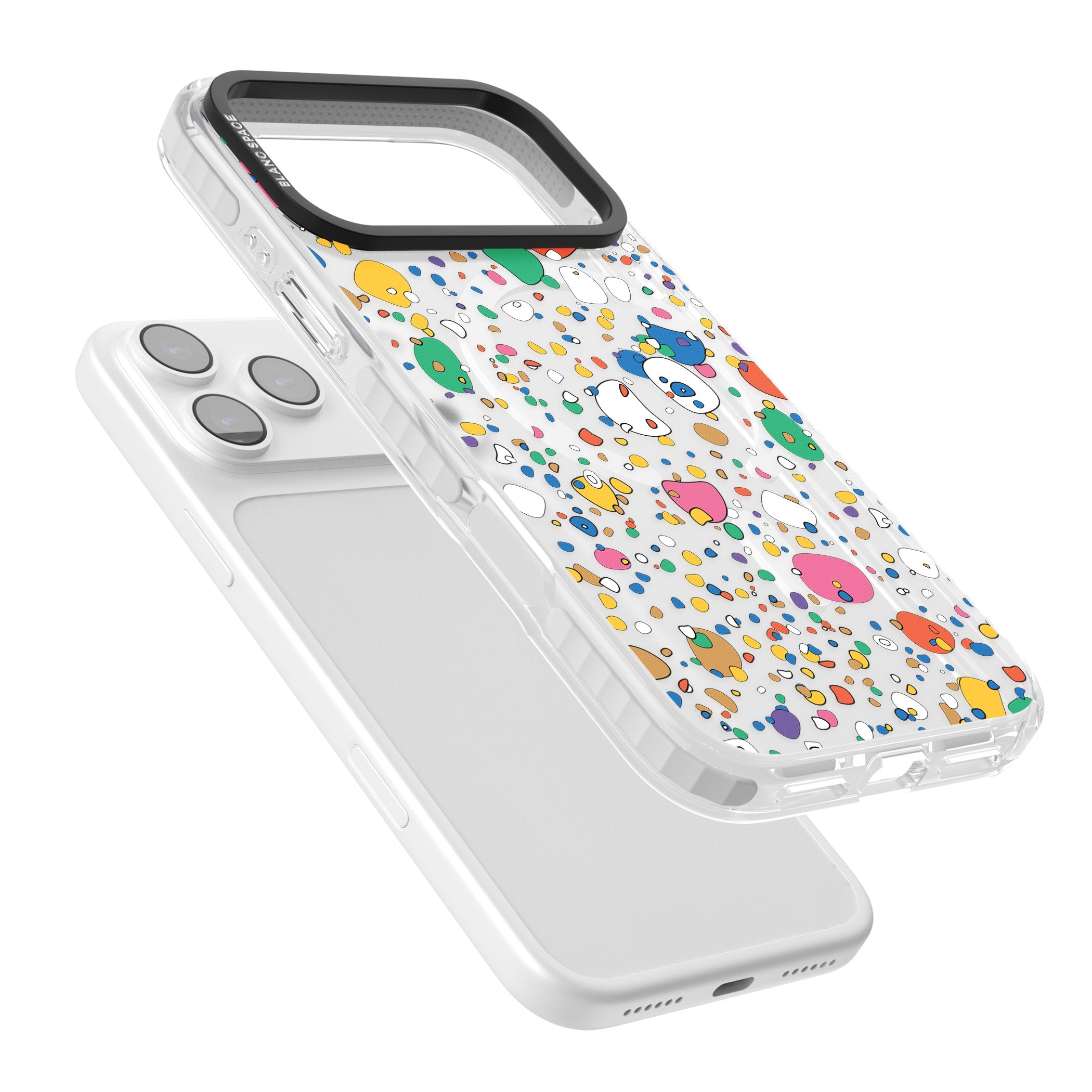 Colourful Confetti Pebbles iPhone 17 Pro Impact Pro Clear Phone Case Colours