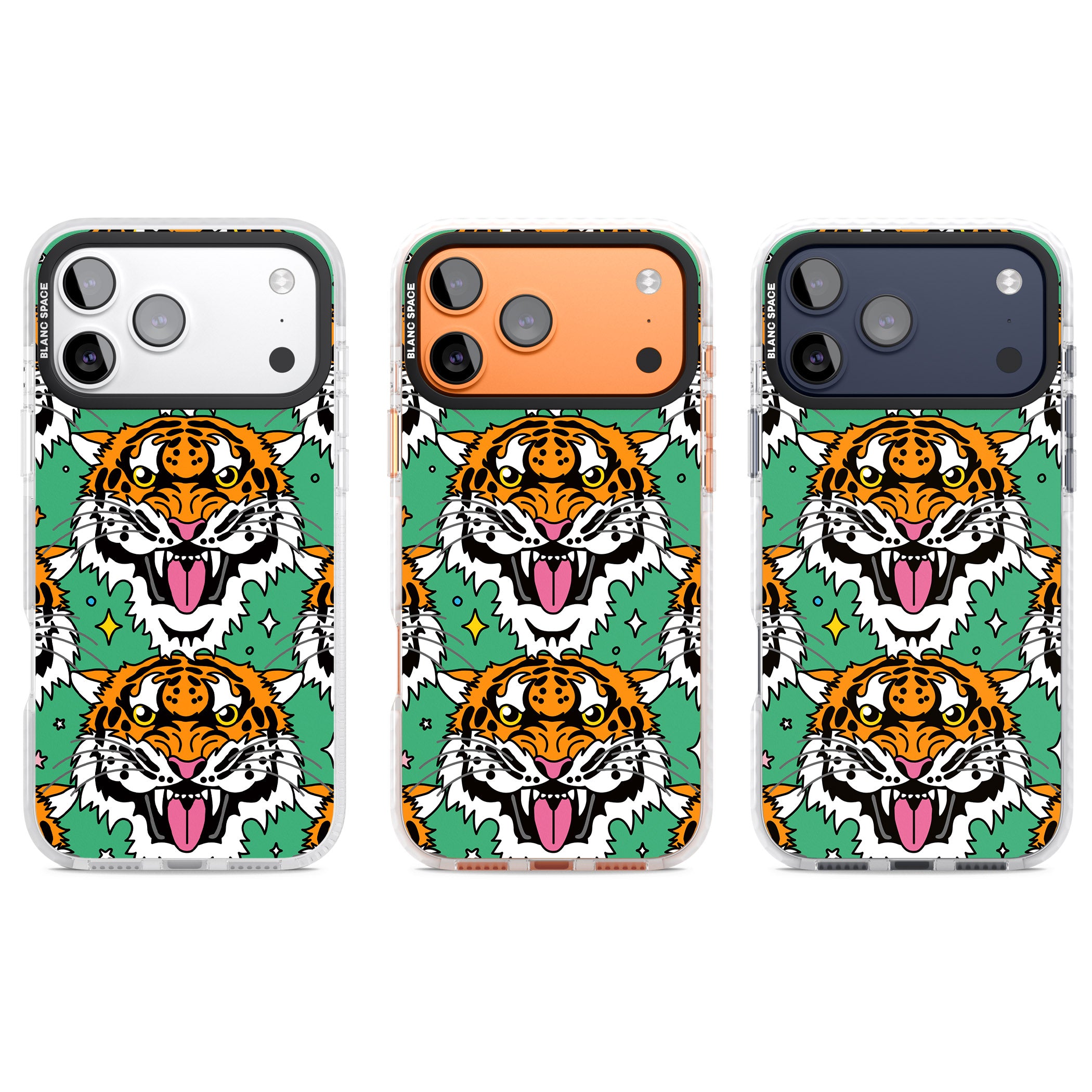 Fierce Jungle Tigers (Green) iPhone 17 Pro Impact Pro Clear Phone Case APT Impact Protection
