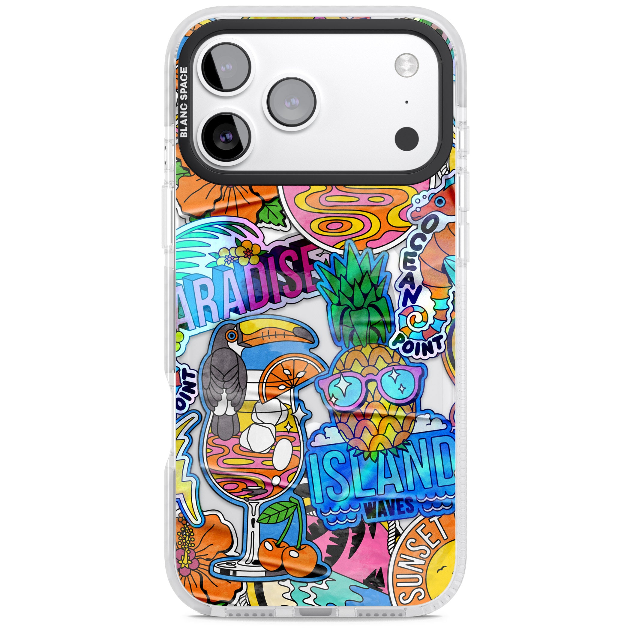 Tropical Vibes Collage iPhone 17 Pro Impact Pro Clear Phone Case