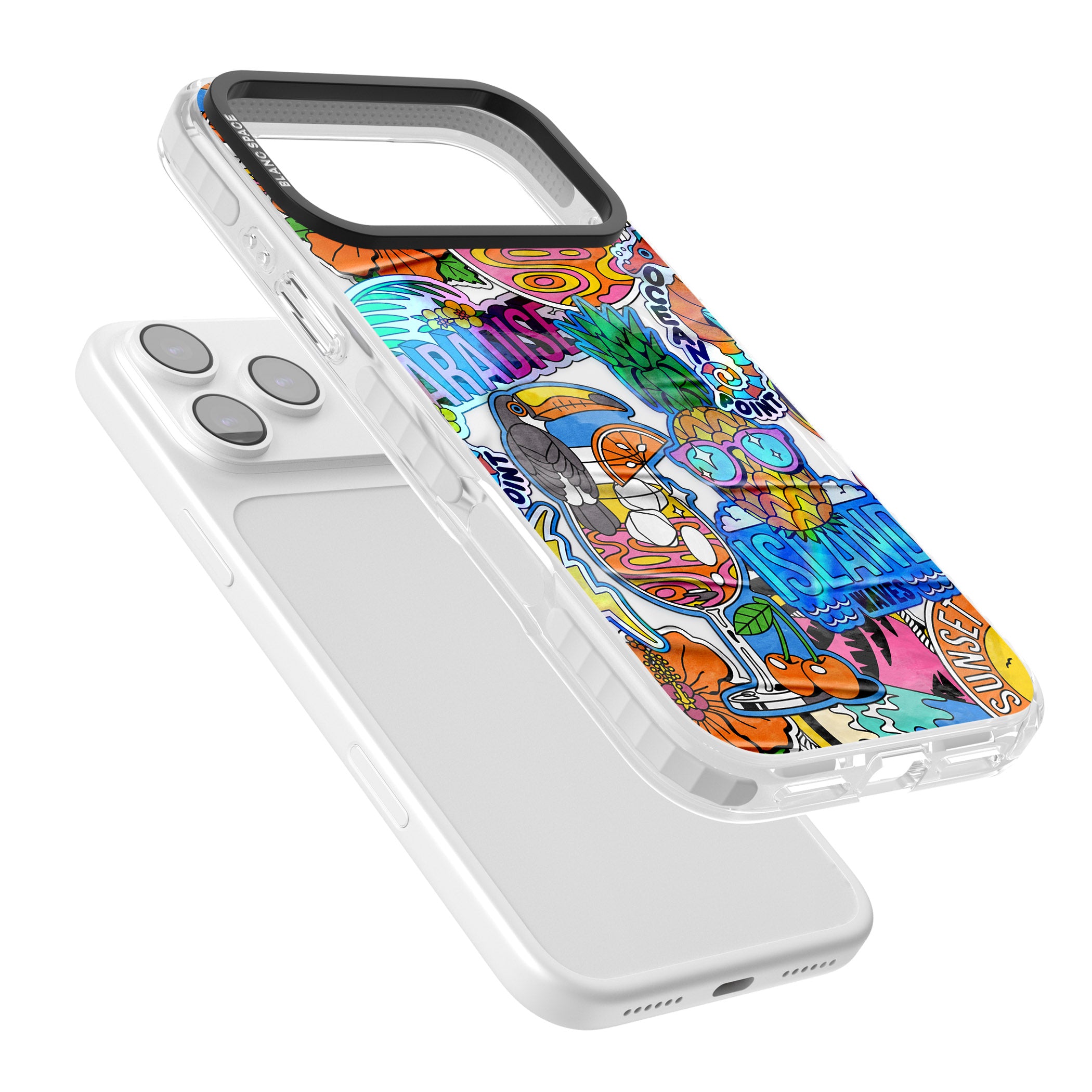 Tropical Vibes Collage iPhone 17 Pro Impact Pro Clear Phone Case Colours