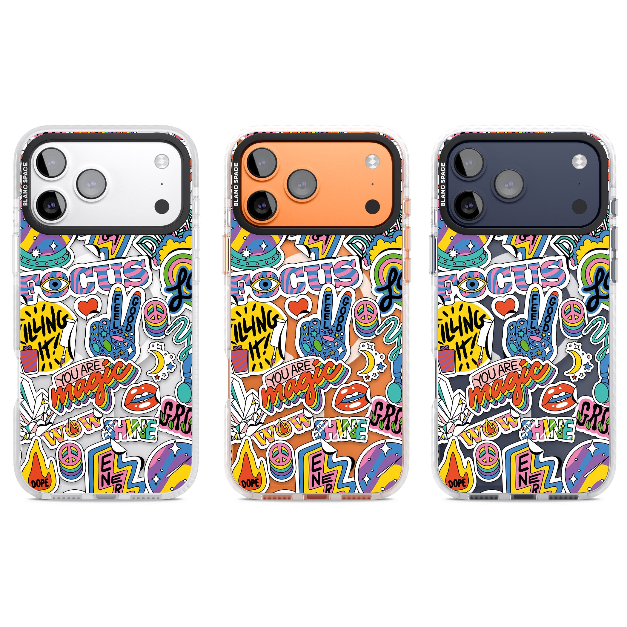 Magic Sticker Collage iPhone 17 Pro Impact Pro Clear Phone Case APT Impact Protection