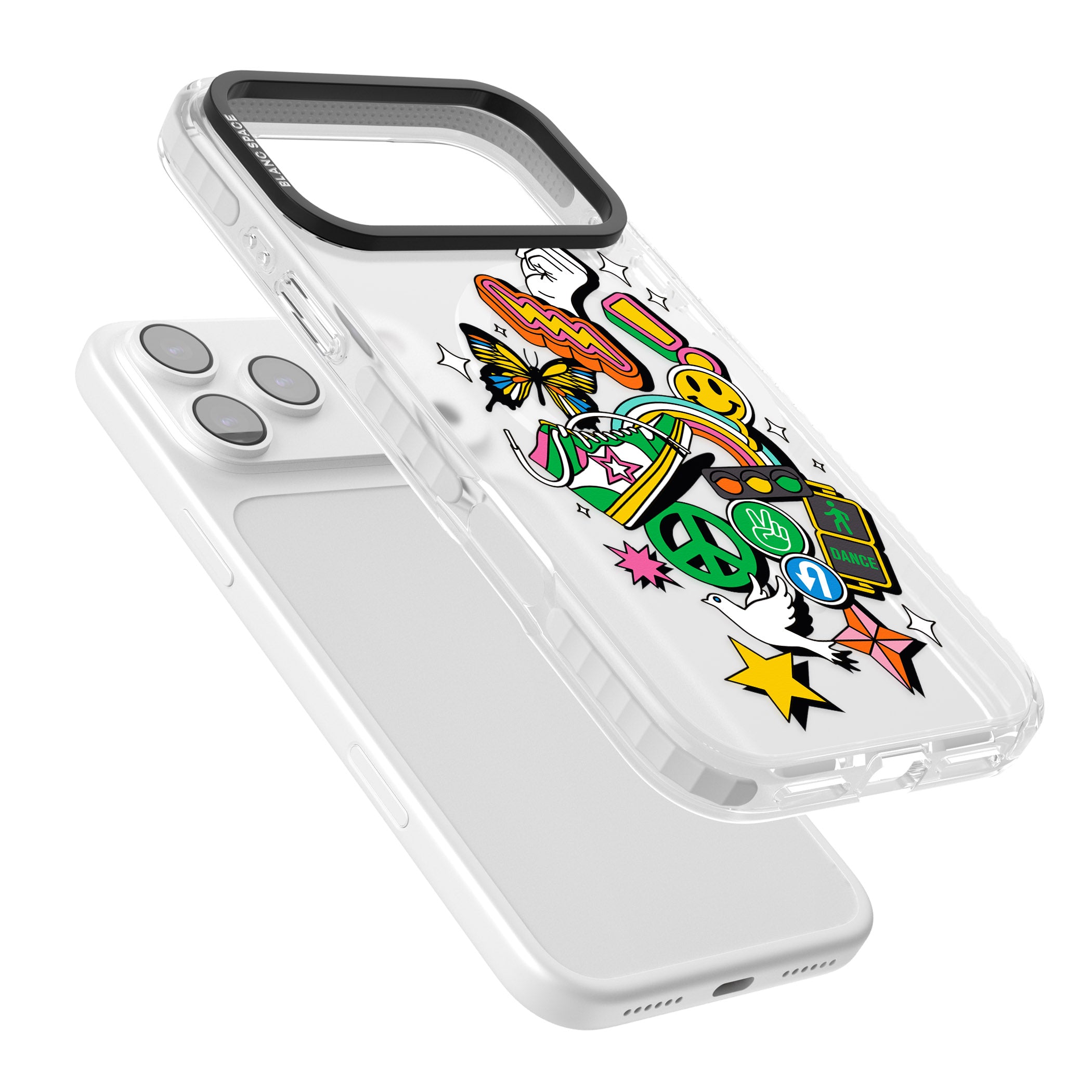 Nostalgic Sticker Collage iPhone 17 Pro Impact Pro Clear Phone Case Colours