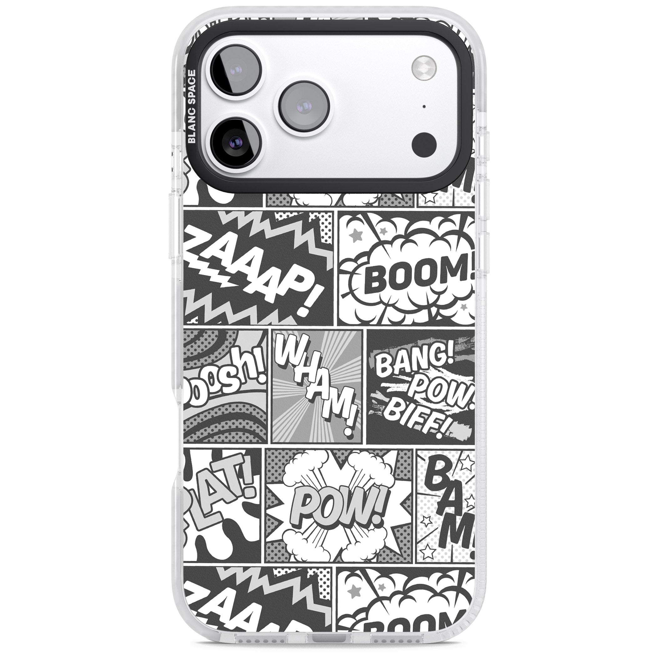 Onomatopoeia (Black & White) iPhone 17 Pro Impact Pro Clear Phone Case