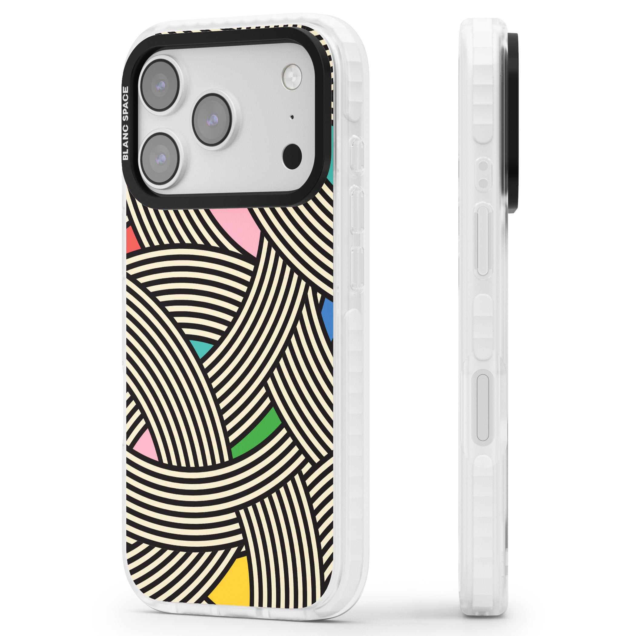 Multicolour Optic Waves iPhone 17 Pro Impact Pro Clear Phone Case Side Profile
