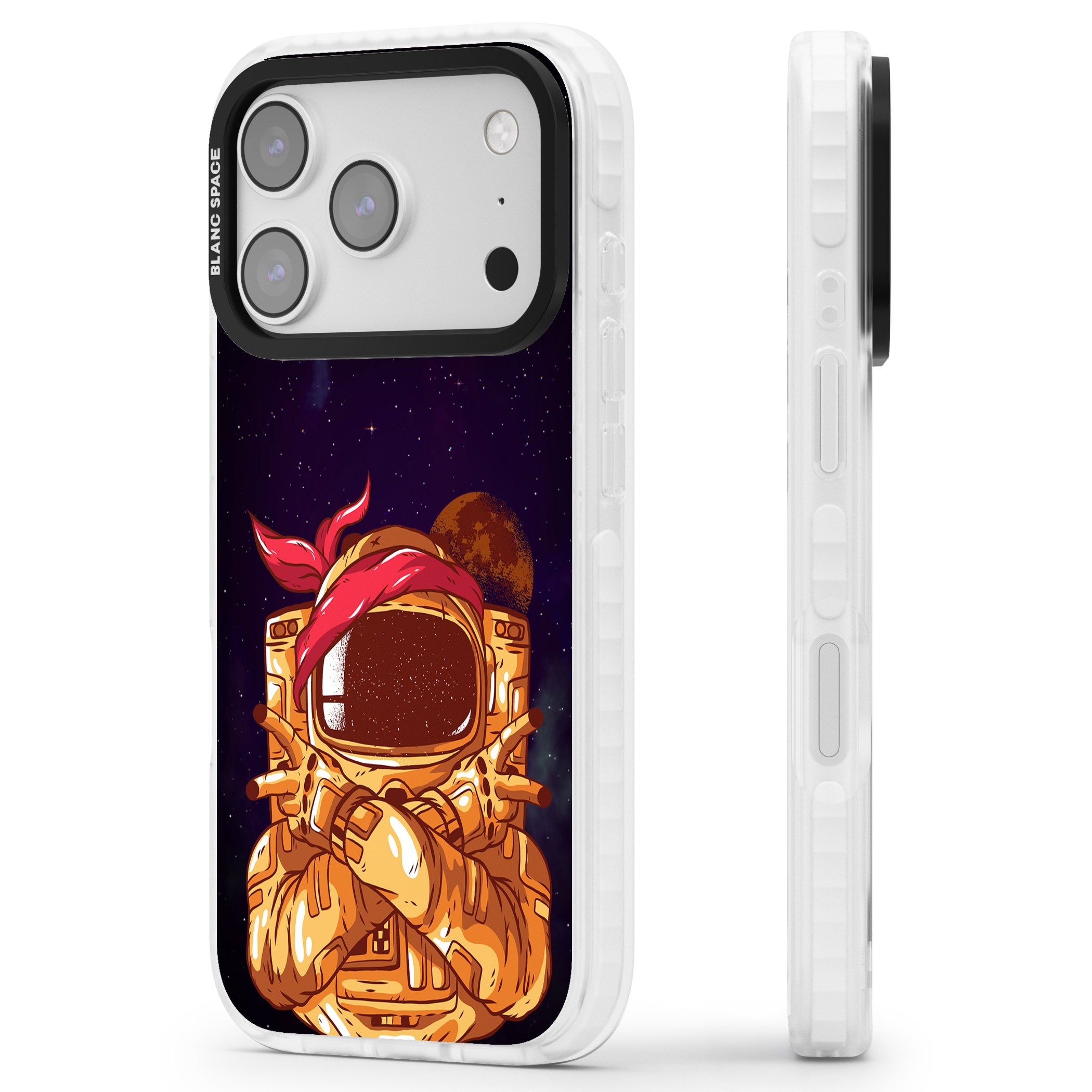 Space Gangster iPhone 17 Pro Impact Pro Clear Phone Case Side Profile
