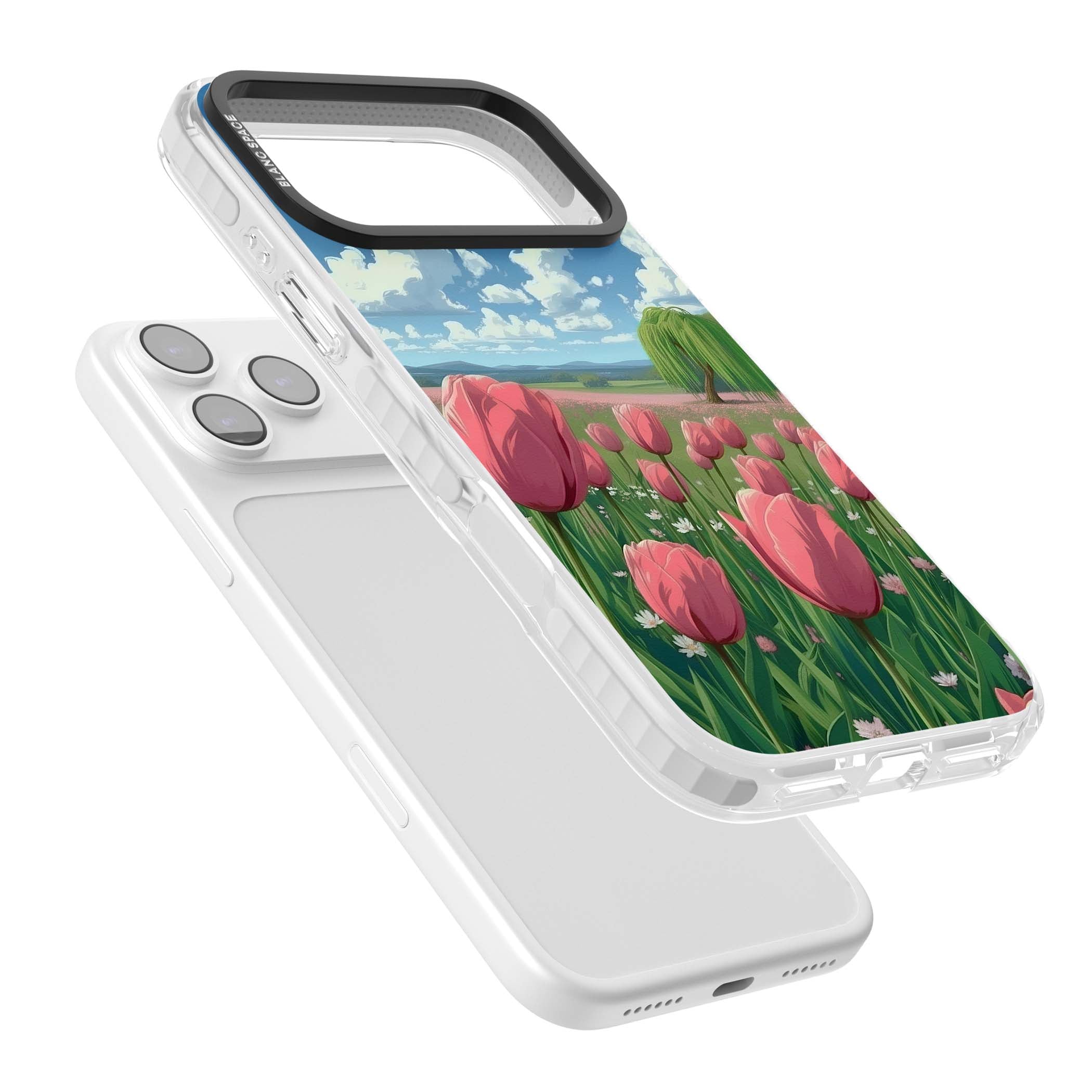 Willow By The Pink Tulips floral iPhone case | Impact Magsafe case for iPhone 17 Pro, iPhone 17 Pro Max