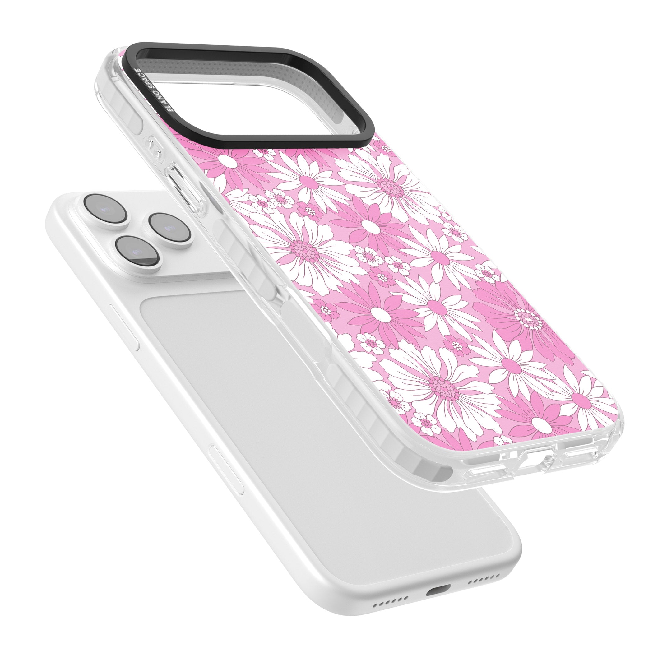 Pink White Flowers iPhone 17 Pro Impact Pro Clear Phone Case Colours