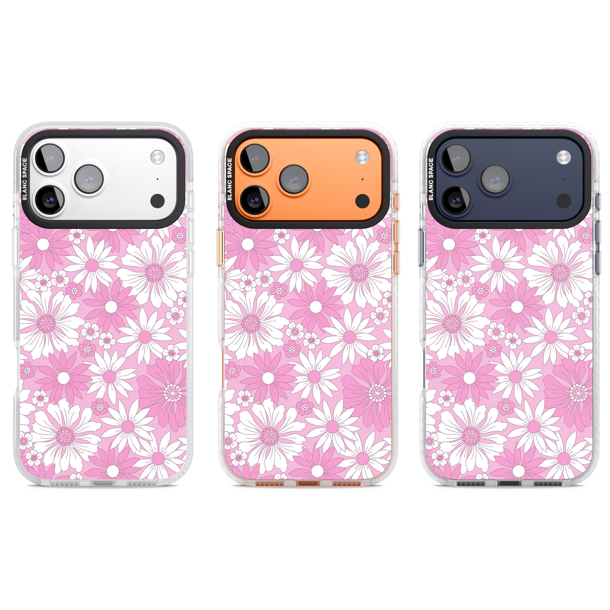 Pink White Flowers iPhone 17 Pro Impact Pro Clear Phone Case APT Impact Protection