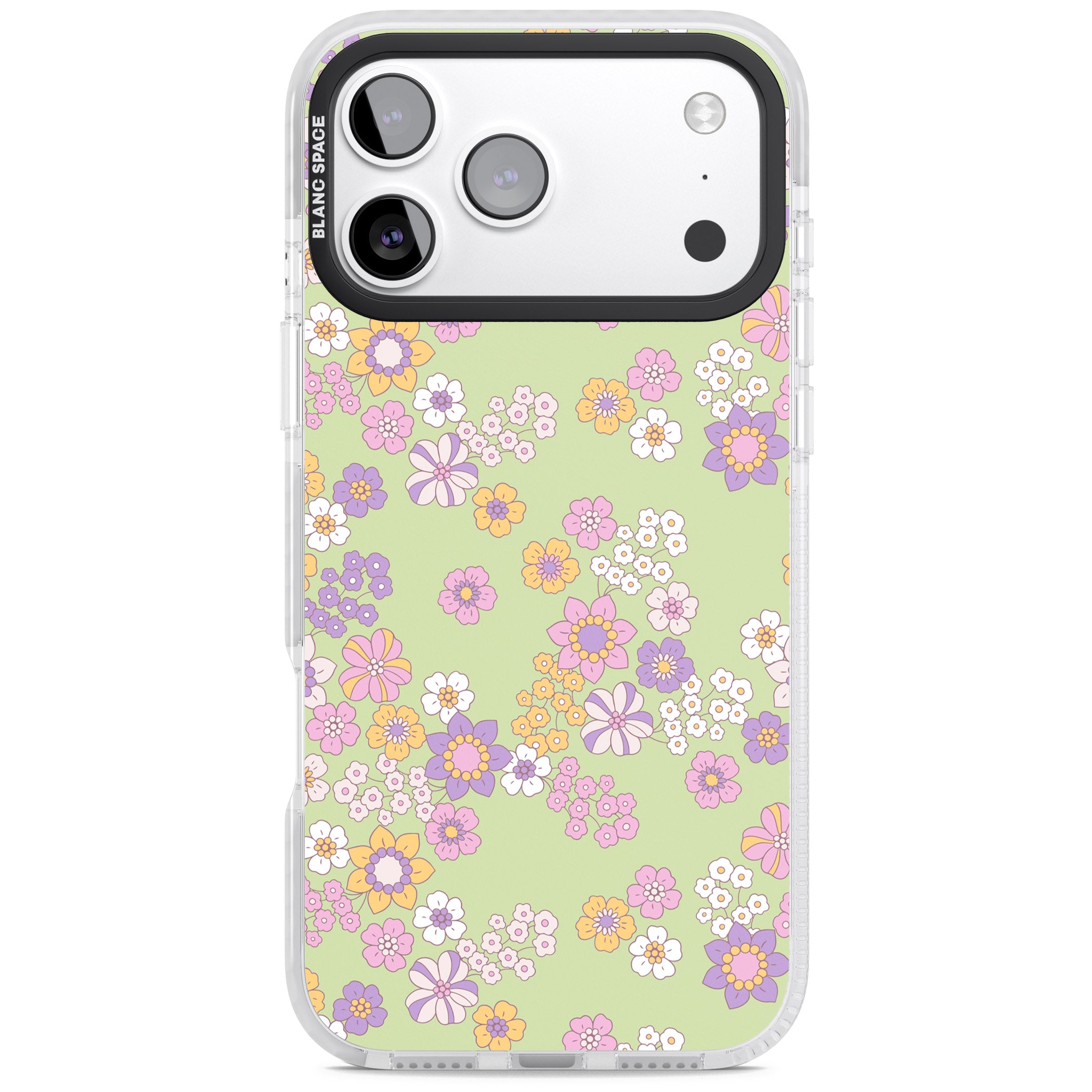 Grass Green Flowers iPhone 17 Pro Impact Pro Clear Phone Case