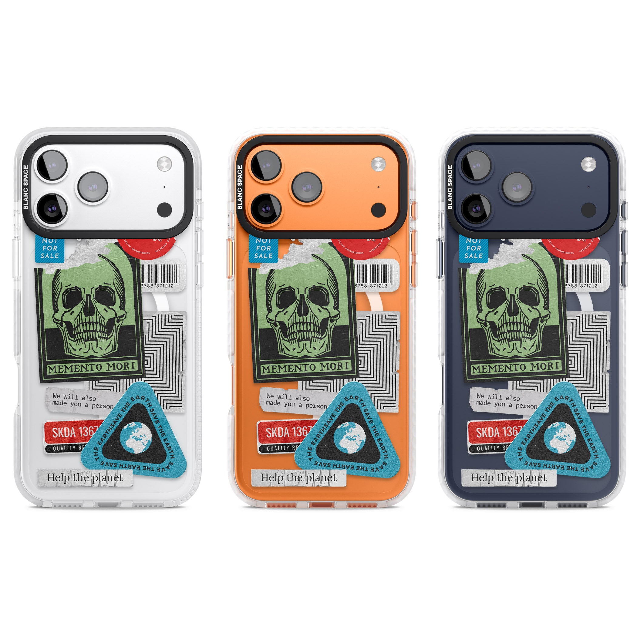 Skull Sticker Mix iPhone 17 Pro Impact Pro Clear Phone Case APT Impact Protection