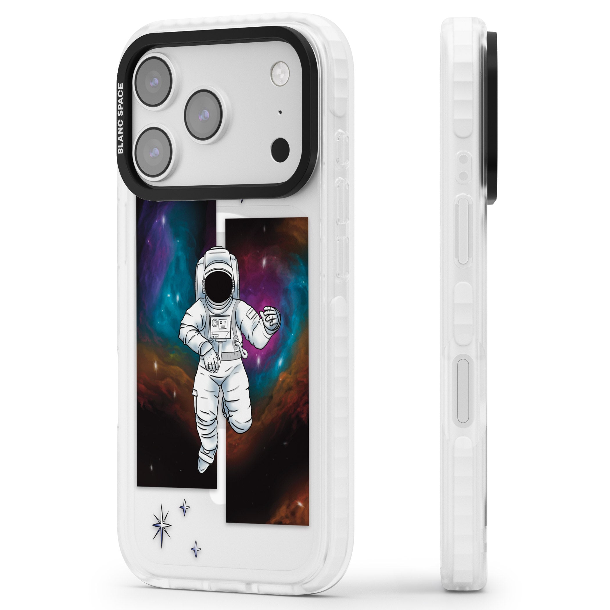 Escape The Nebula iPhone 17 Pro Impact Pro Clear Phone Case Side Profile