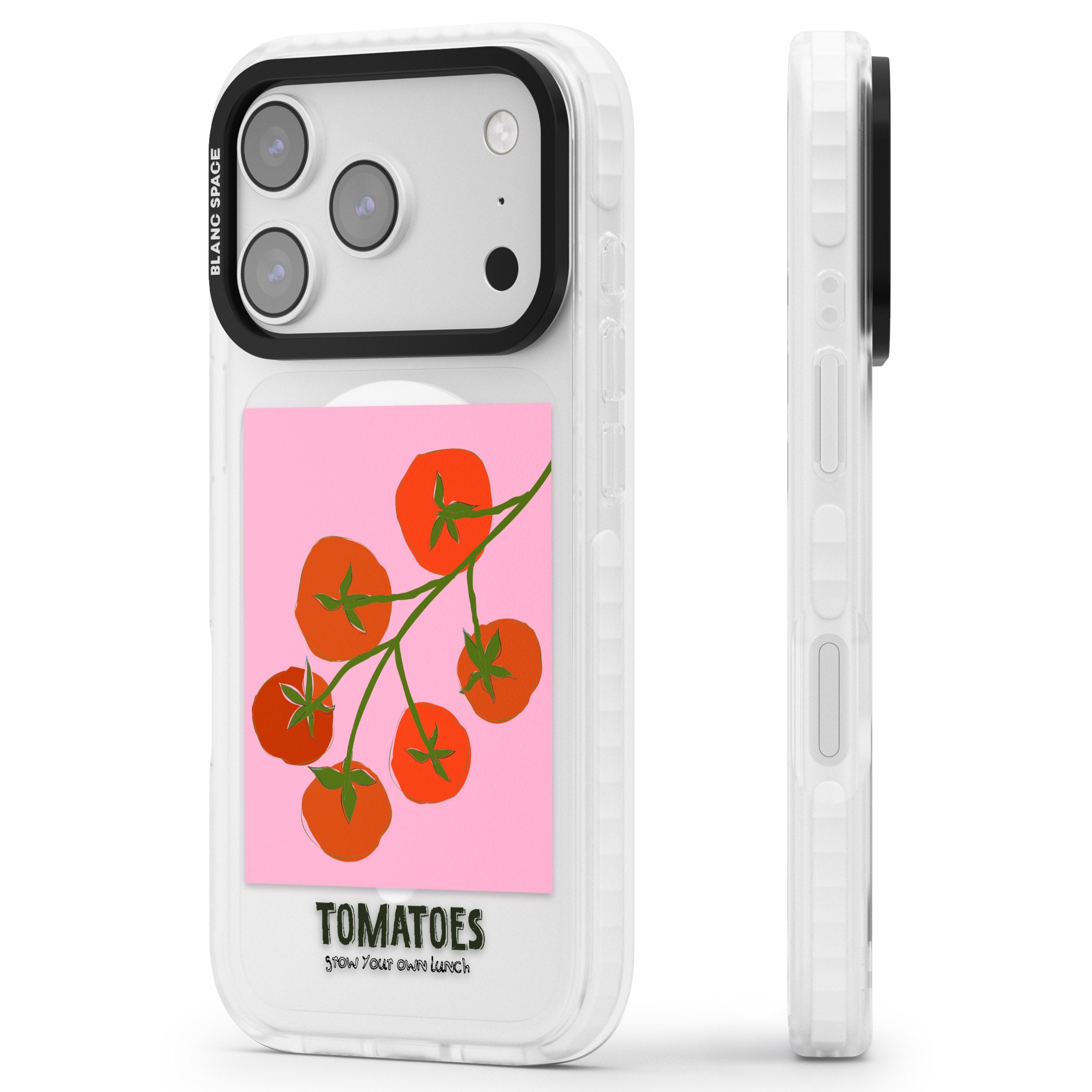 Own Tomatoes iPhone 17 Pro Impact Pro Clear Phone Case Side Profile