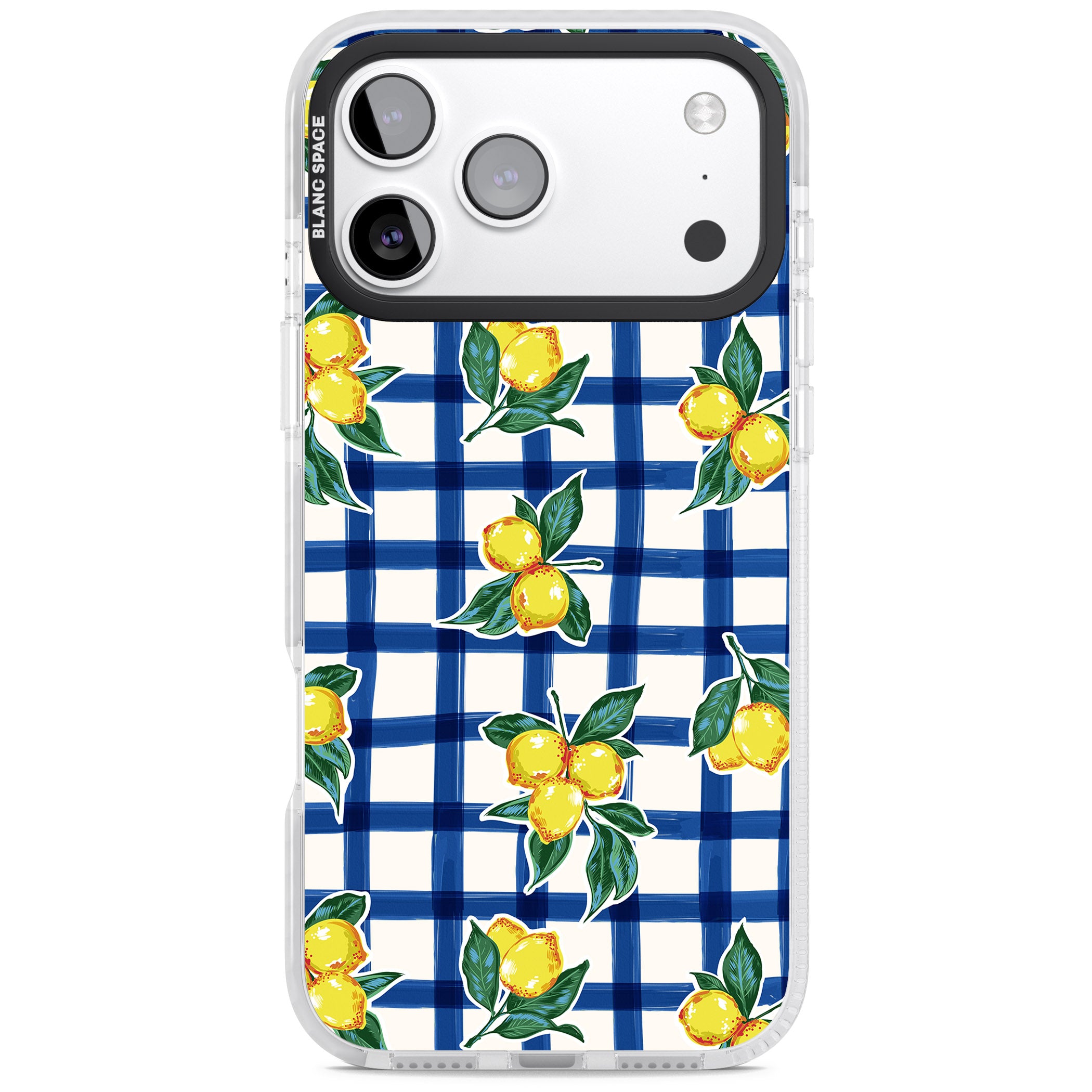 Lemon Gingham iPhone 17 Pro Impact Pro Clear Phone Case