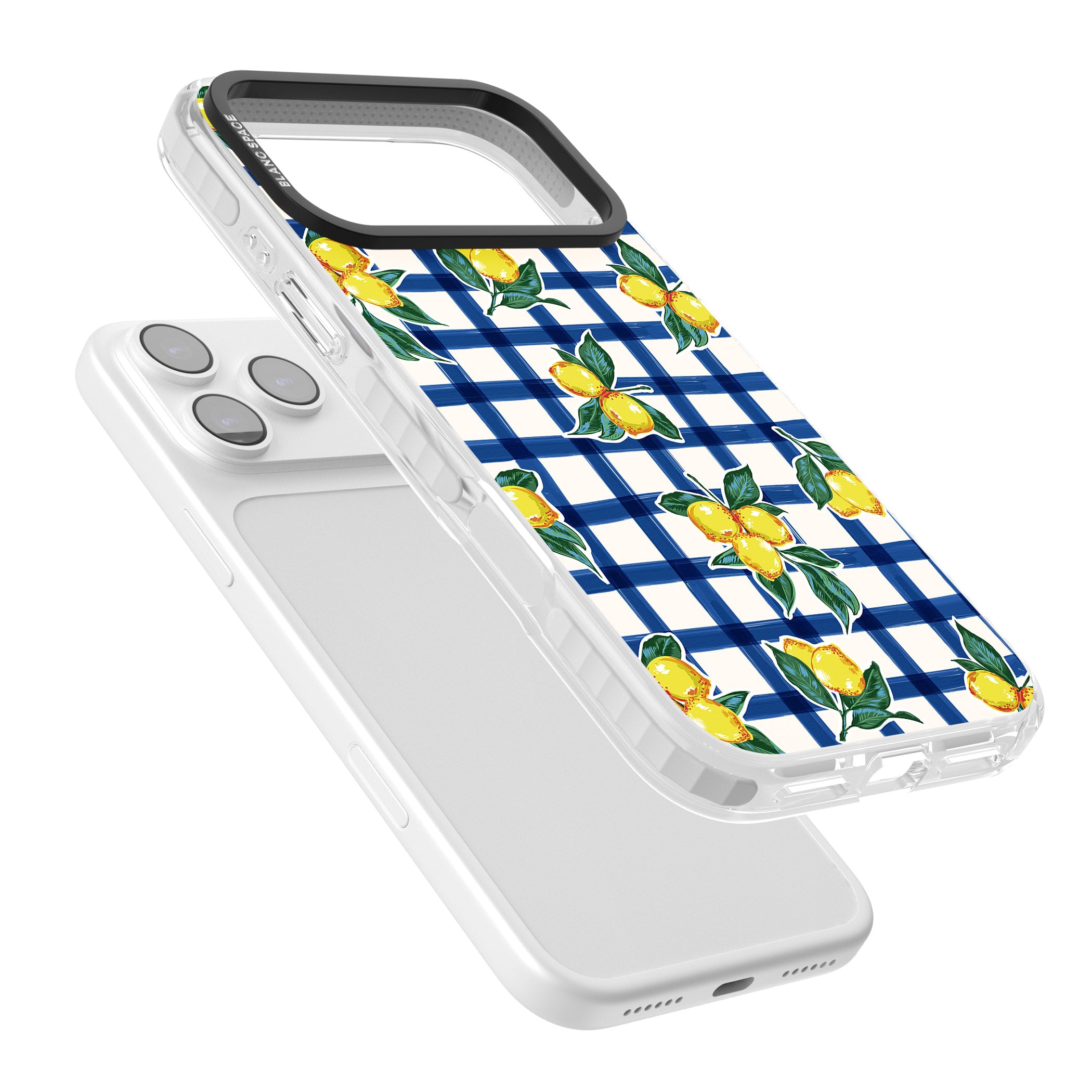 Lemon Gingham iPhone 17 Pro Impact Pro Clear Phone Case Colours