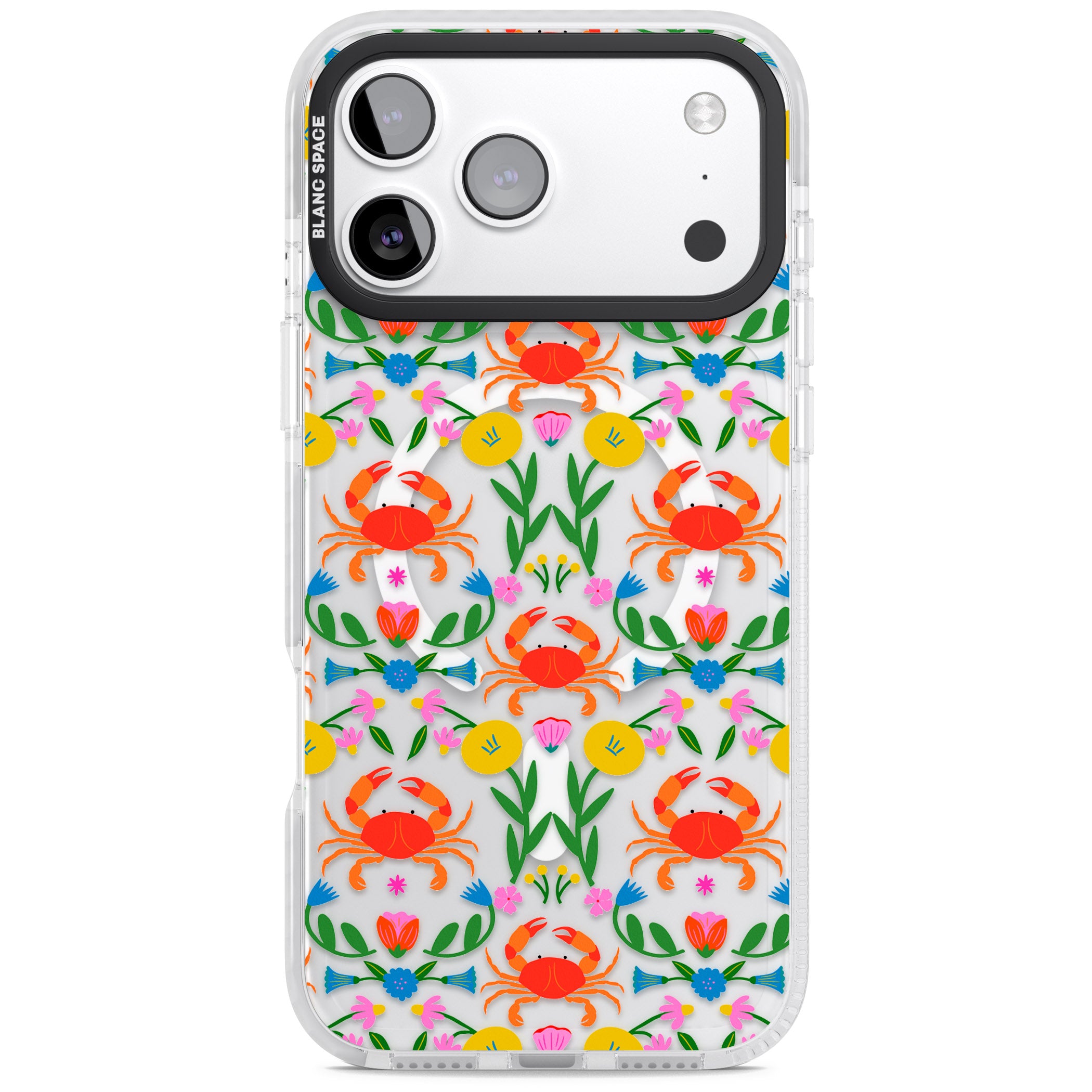 Crabs Flowers iPhone 17 Pro Impact Pro Clear Phone Case