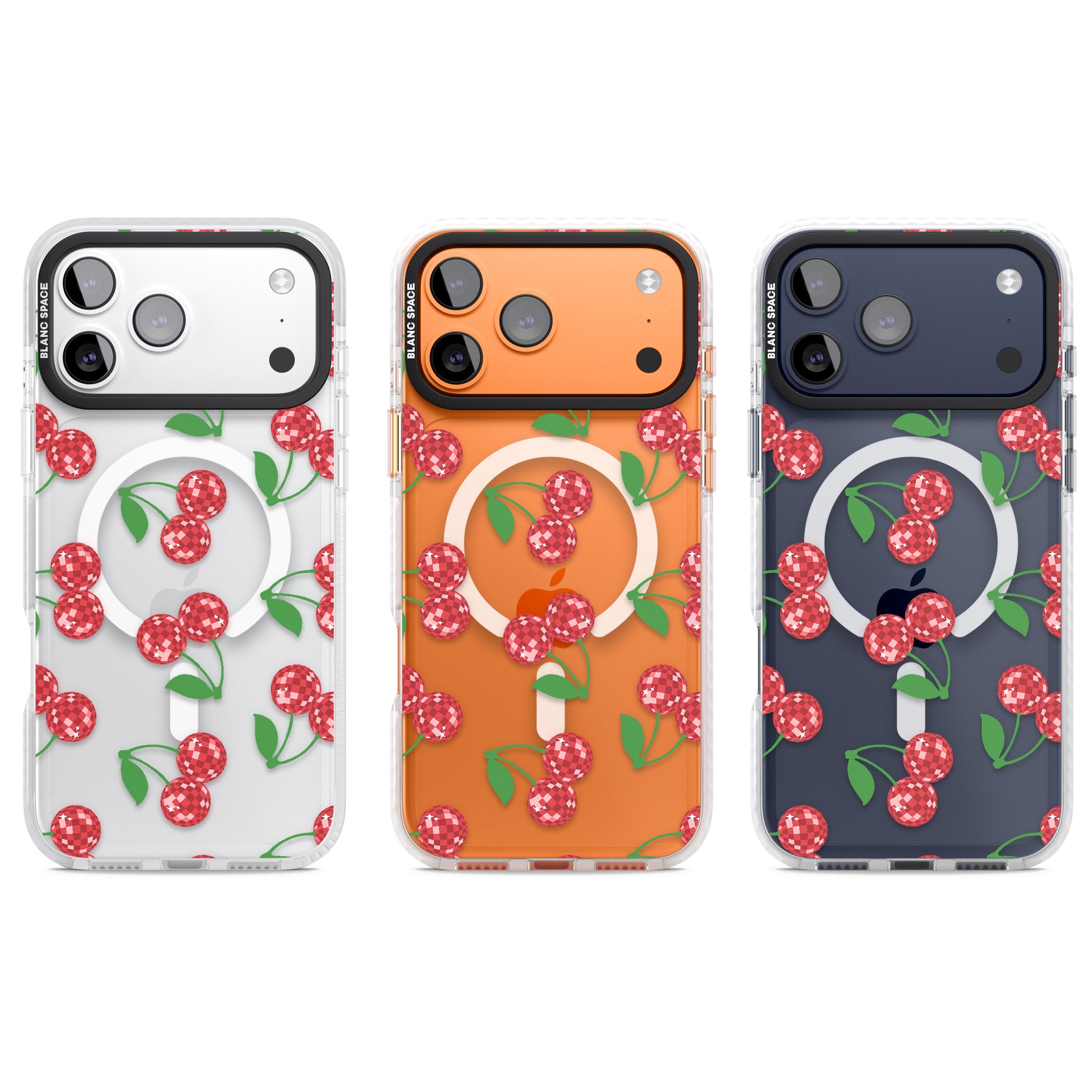 Disco Cherry Pattern iPhone 17 Pro Impact Pro Clear Phone Case APT Impact Protection