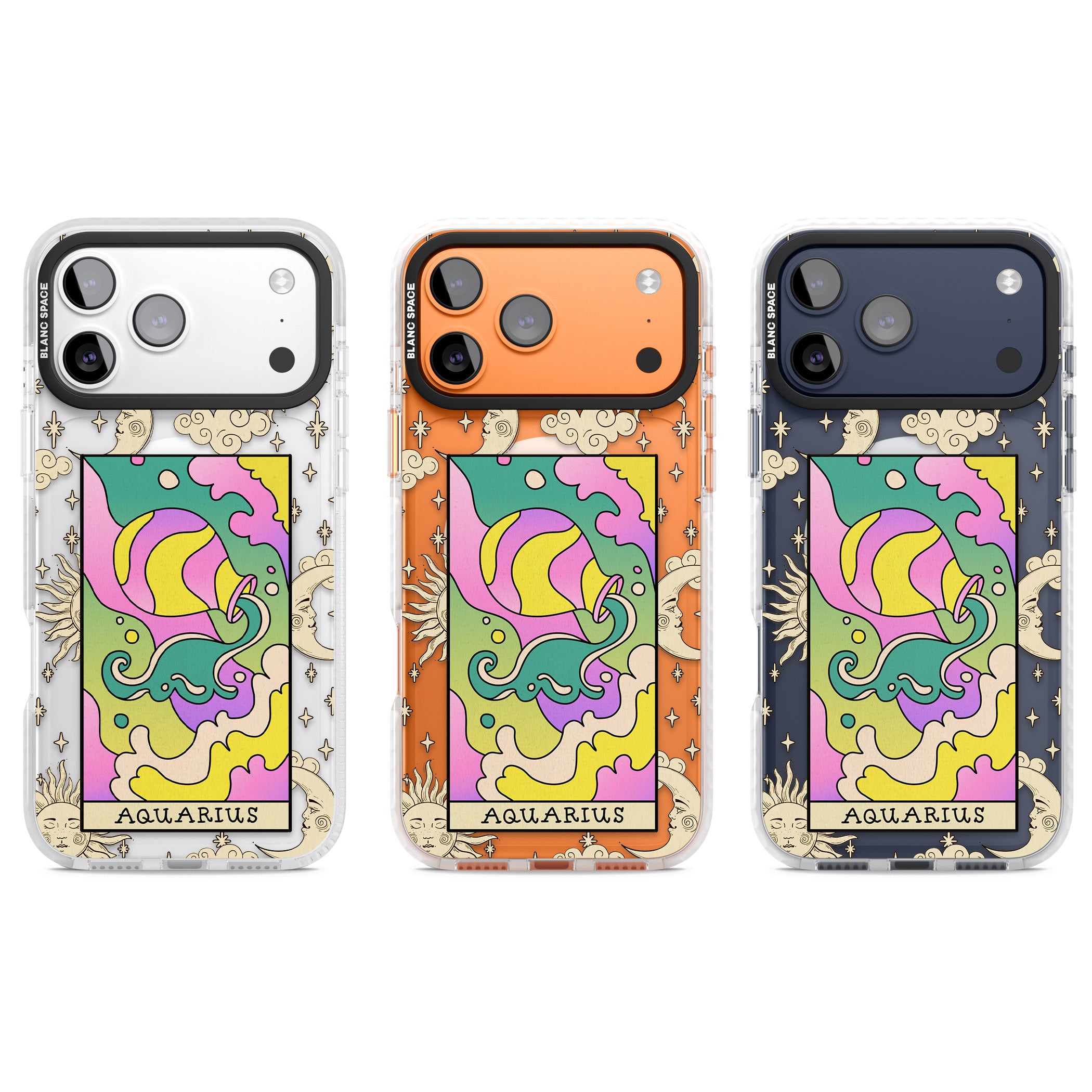 Celestial Zodiac Aquarius iPhone 17 Pro Impact Pro Clear Phone Case APT Impact Protection
