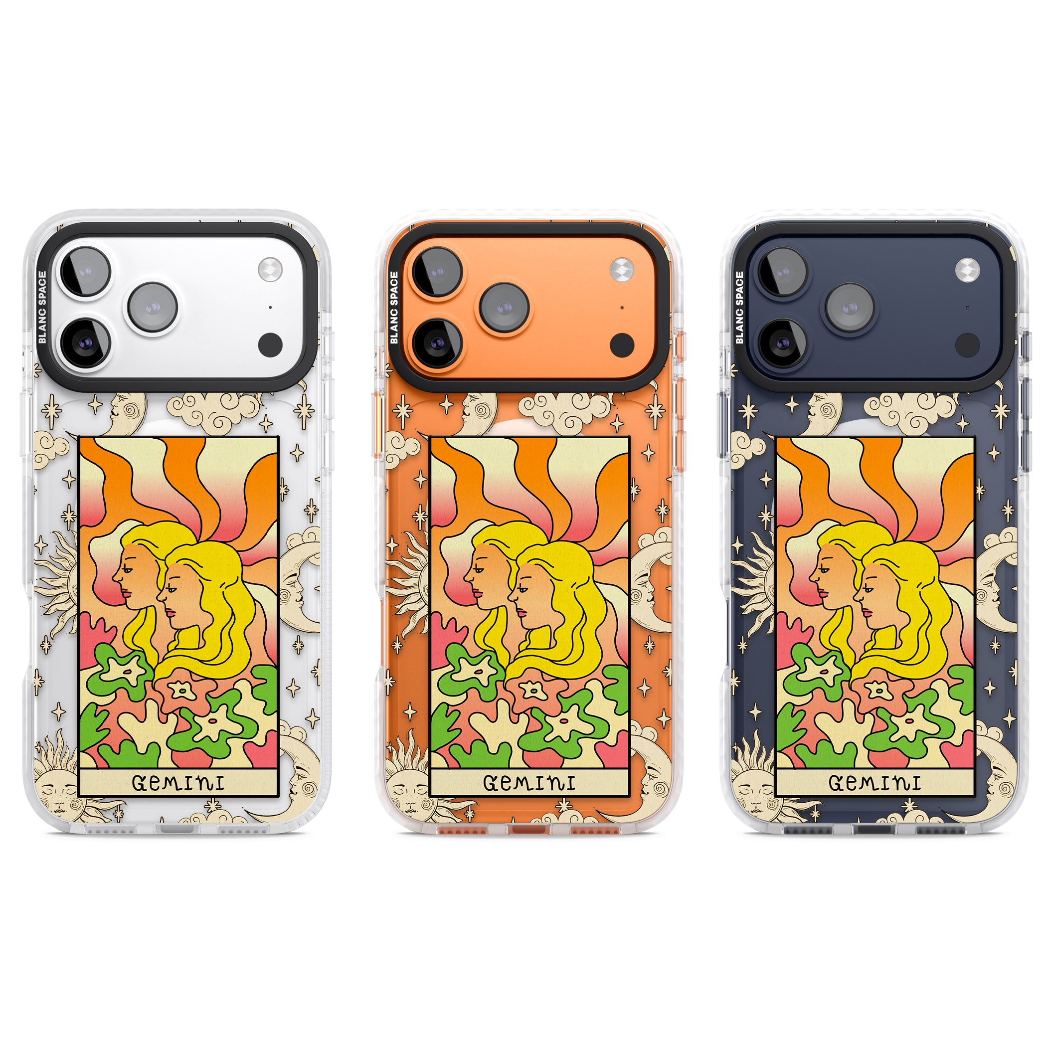 Celestial Zodiac Gemini iPhone 17 Pro Impact Pro Clear Phone Case APT Impact Protection