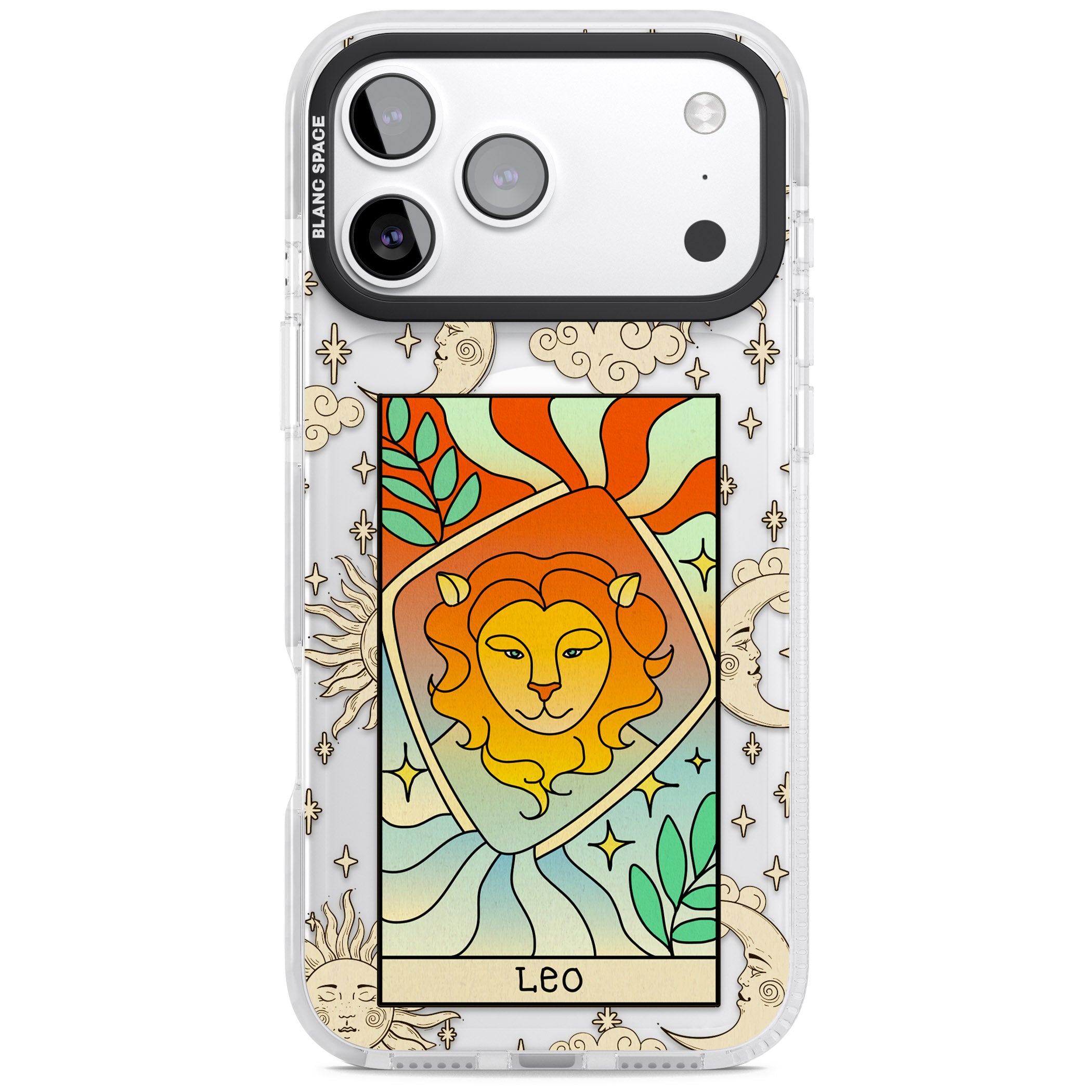 Celestial Zodiac Leo iPhone 17 Pro Impact Pro Clear Phone Case