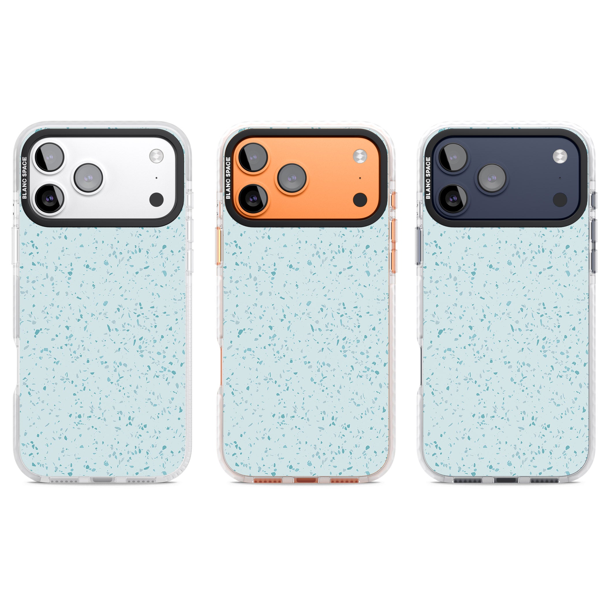 Light Blue Terrazzo Pattern iPhone 17 Pro Impact Pro Clear Phone Case APT Impact Protection