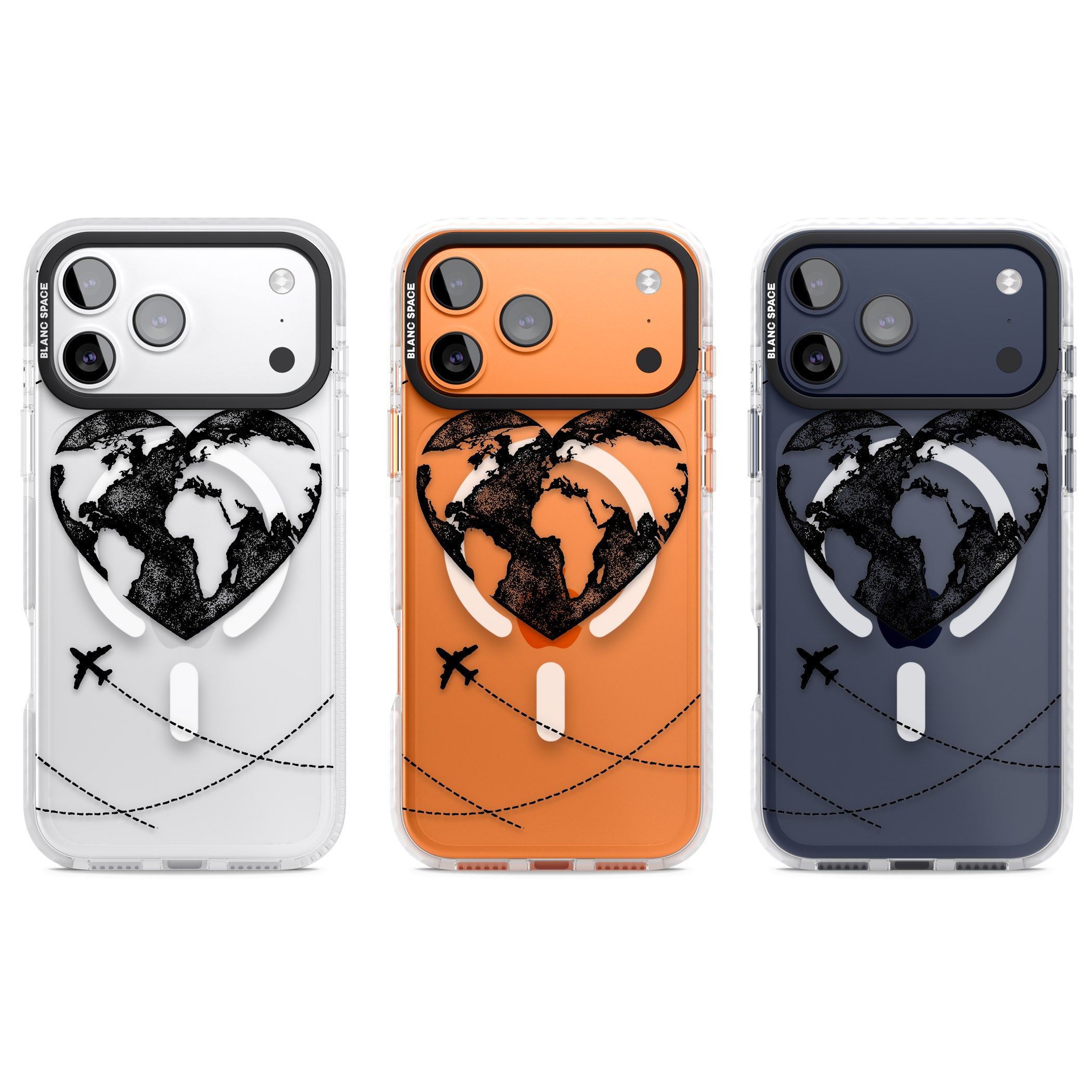 Globe Heart iPhone 17 Pro Impact Pro Clear Phone Case APT Impact Protection